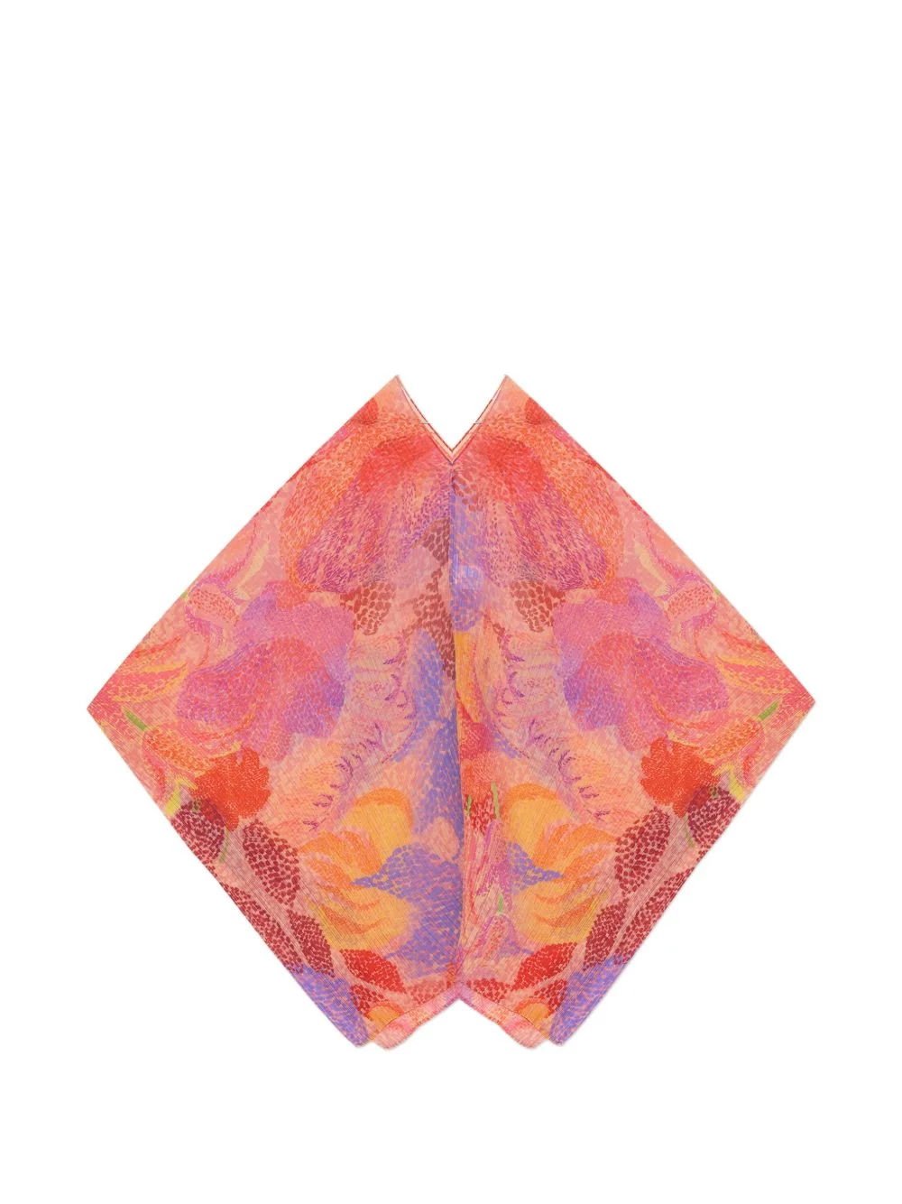 pleated floral print poncho - 1