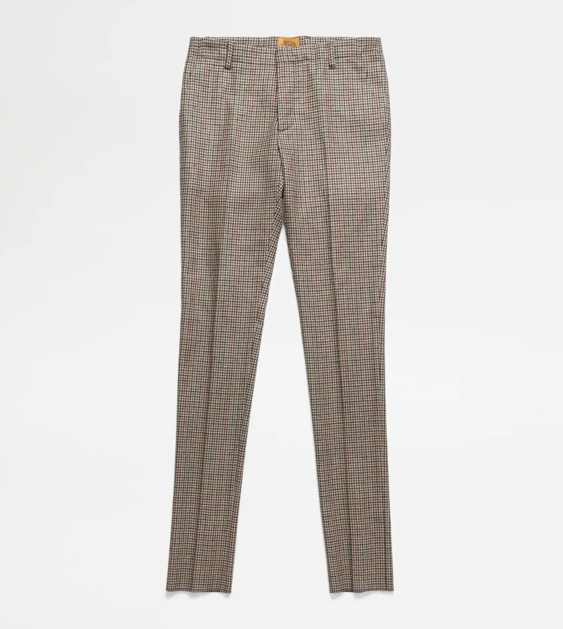 HOUNDSTOOTH TROUSERS - RED, BLUE, BROWN - 1