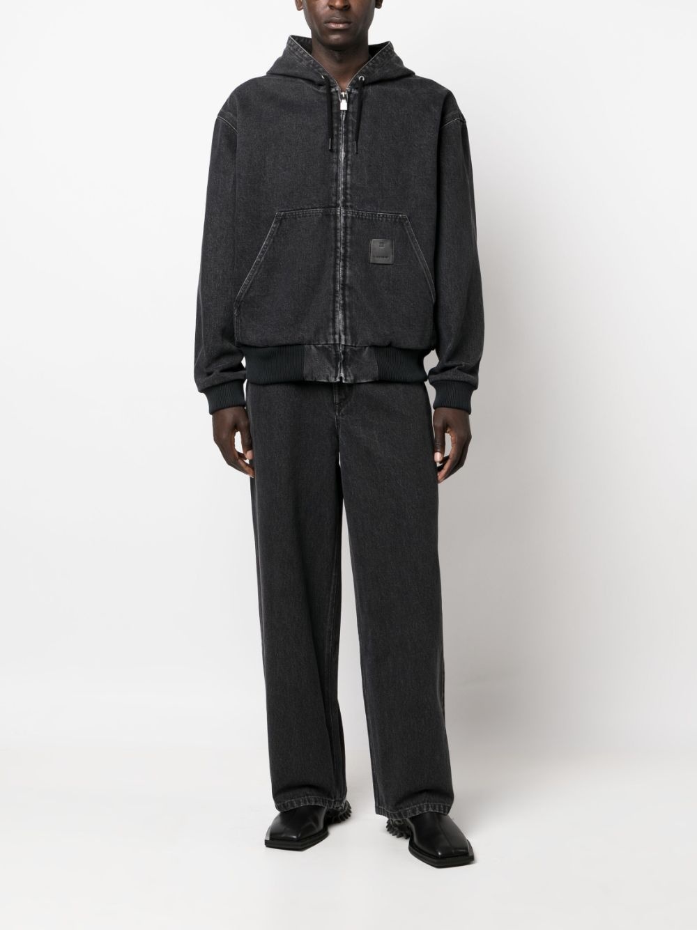 distressed-effect cotton hooded jacket - 2