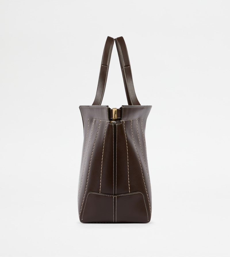 TOD'S DI BAG FOLIO IN LEATHER MEDIUM-SMALL - BROWN 2