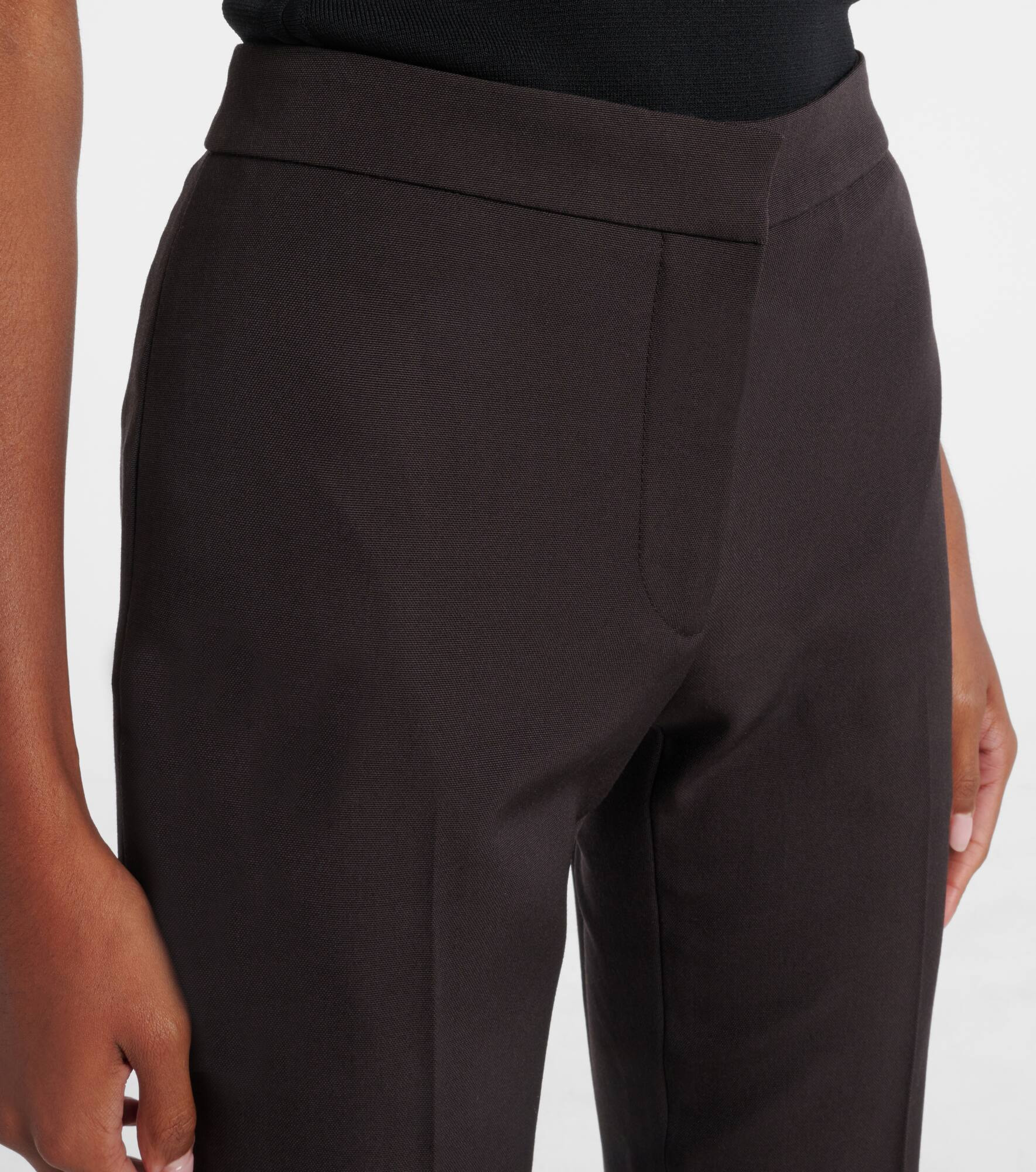 Mid-rise wool canvas crêpe straight pants - 4