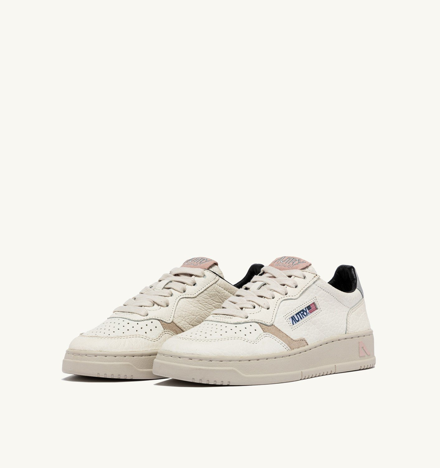 MEDALIST LOW SNEAKERS IN WHITE TEXTURED LEATHER WITH SILVER AND PINK DETAILS - 2