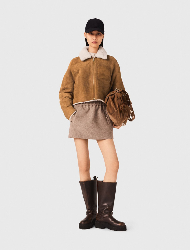 maje Reversible shearling coat outlook