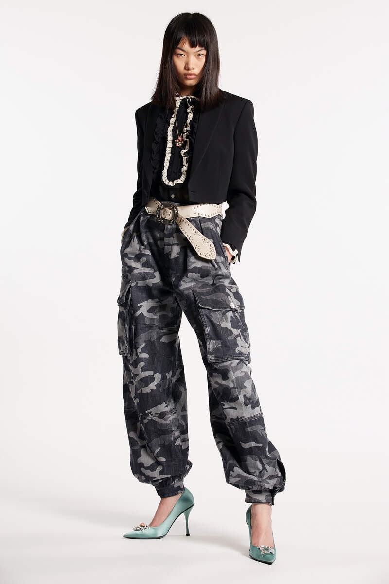 GREY CAMO WASH CARGO PANTS - 1