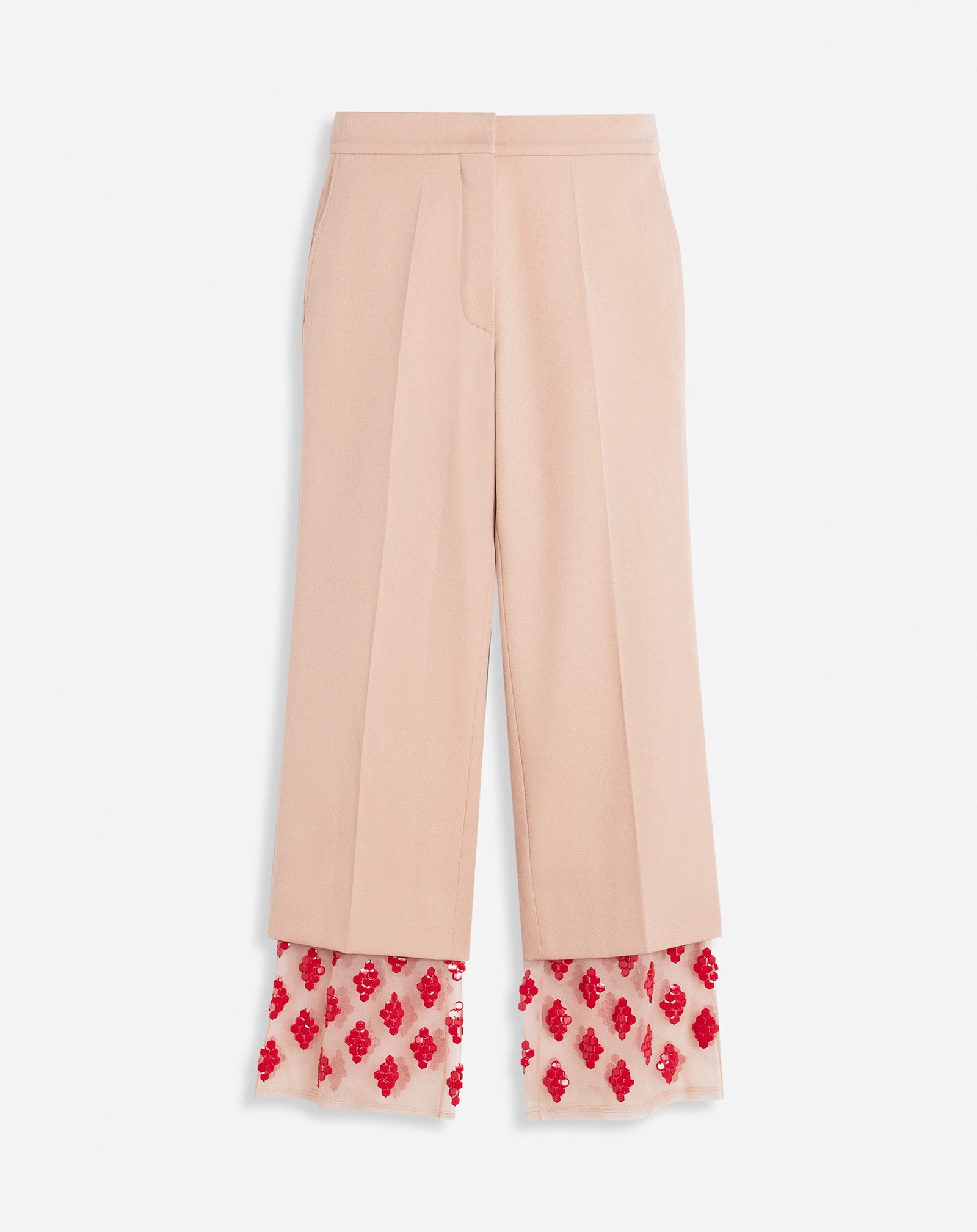 FLARED PANTS WITH EMBROIDERED SILK ORGANZA HEM - 1