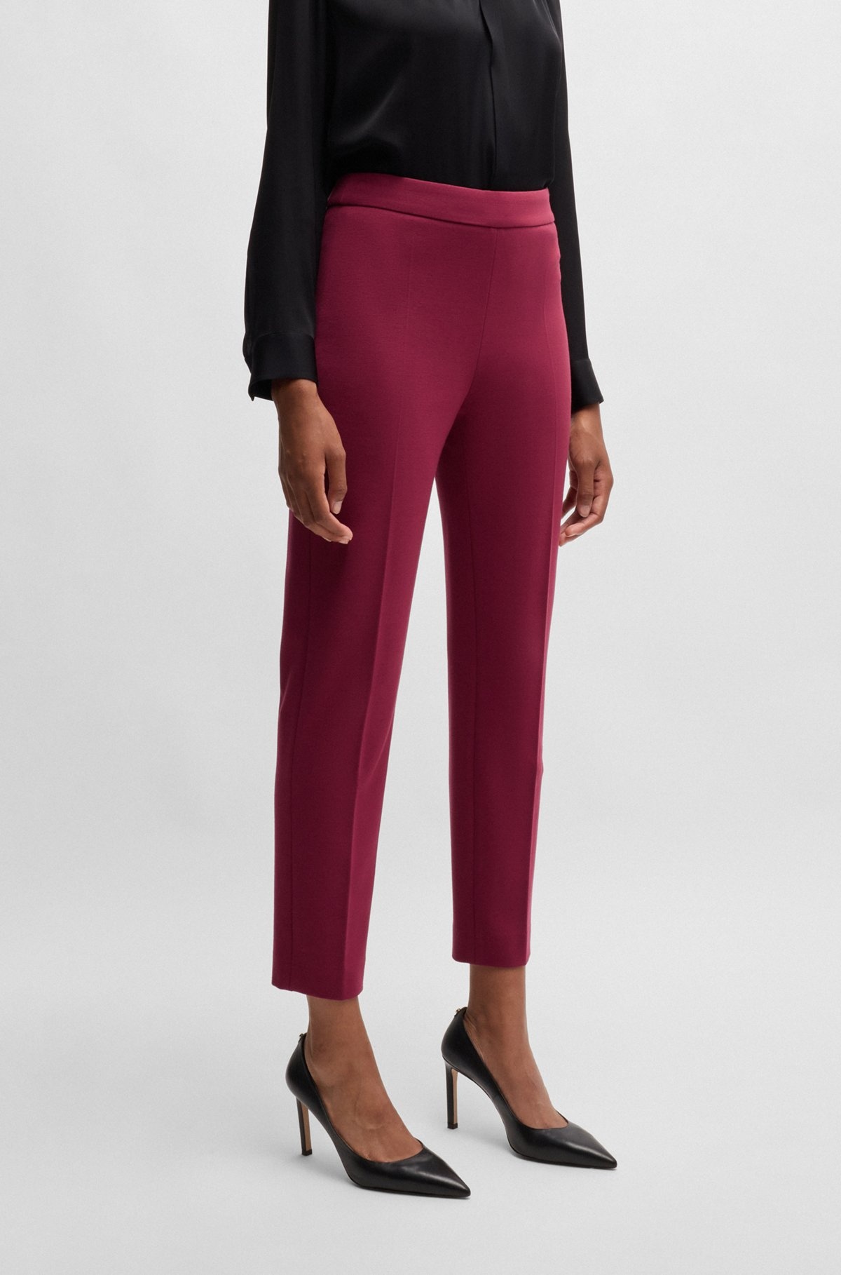 REGULAR-FIT TROUSERS IN STRETCH FABRIC WITH TAPERED LEG - 2