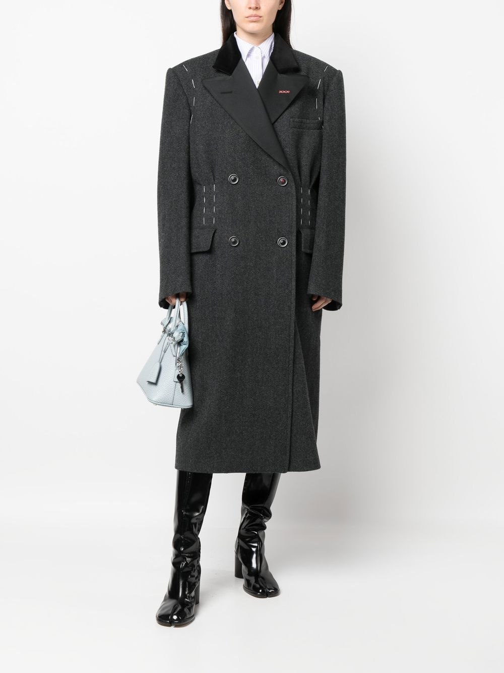 double-breasted wool coat - 3
