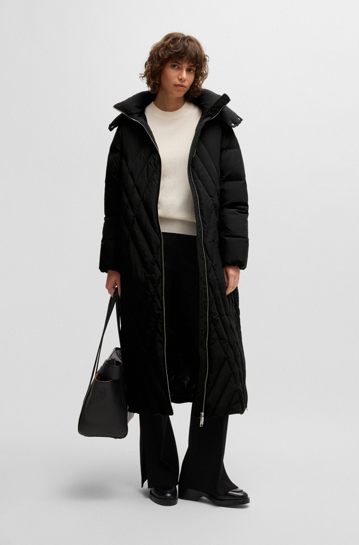QUILTED DOWN COAT WITH ADJUSTABLE HOOD - 3