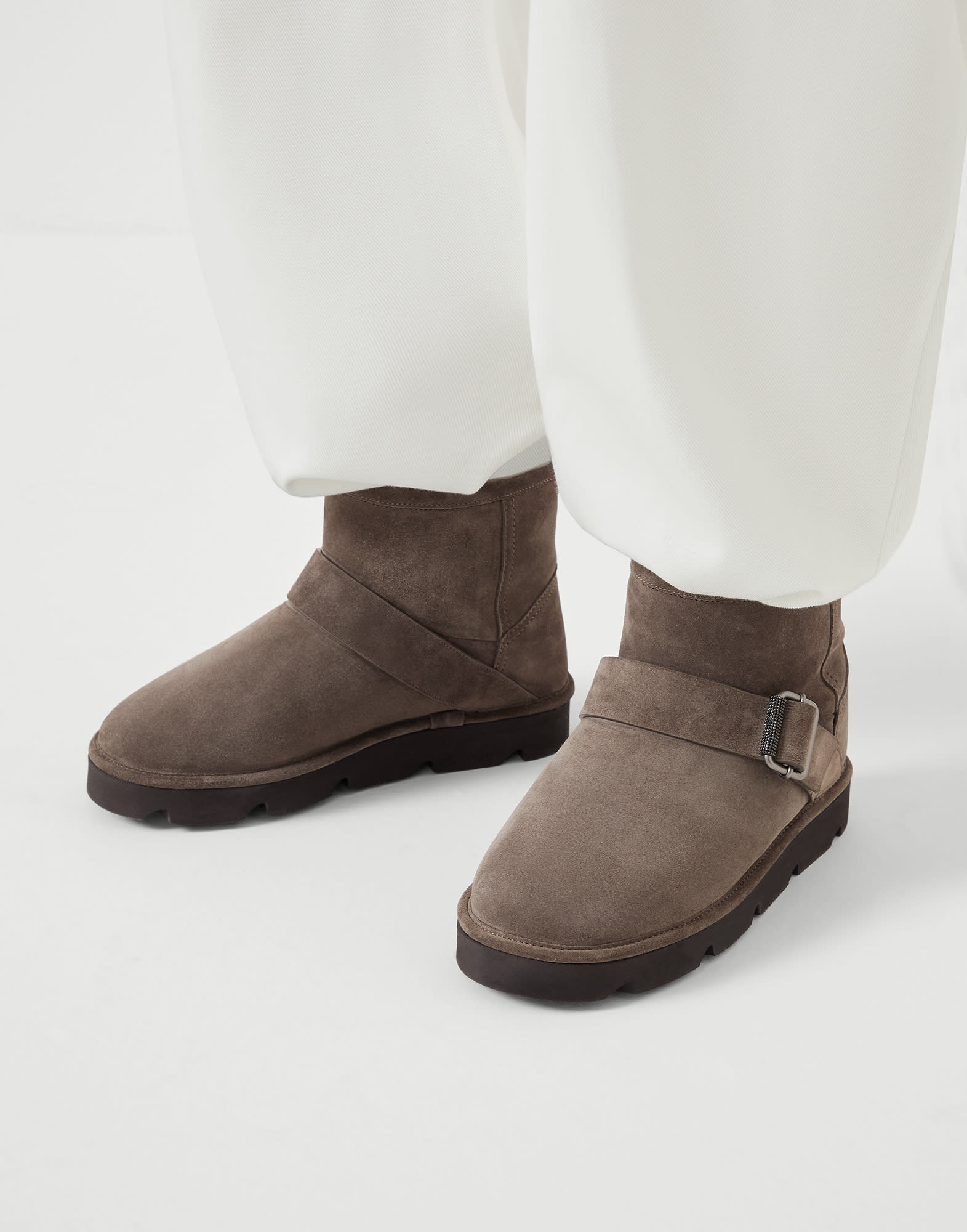 Suede boots with shearling lining and monili - 4