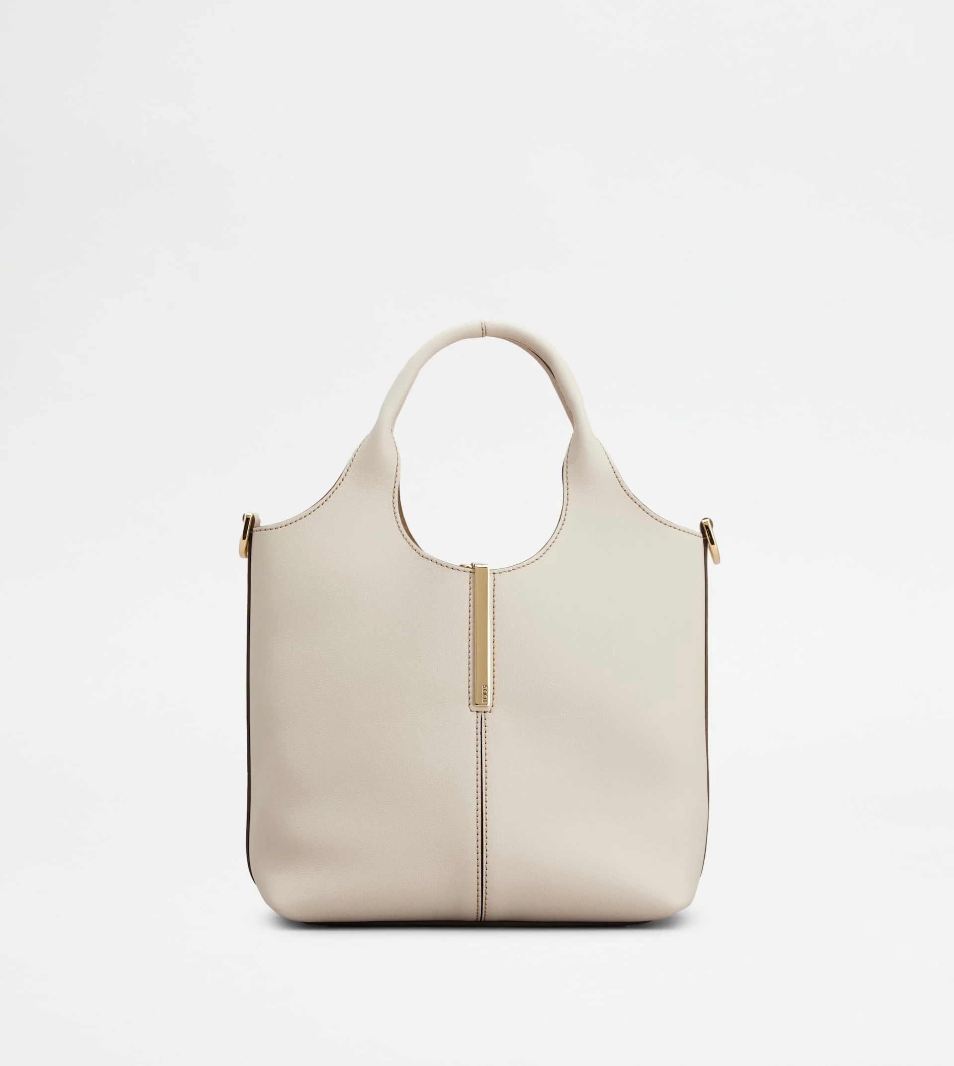 TOTE SHOPPING BAG IN LEATHER MINI - WHITE - 1