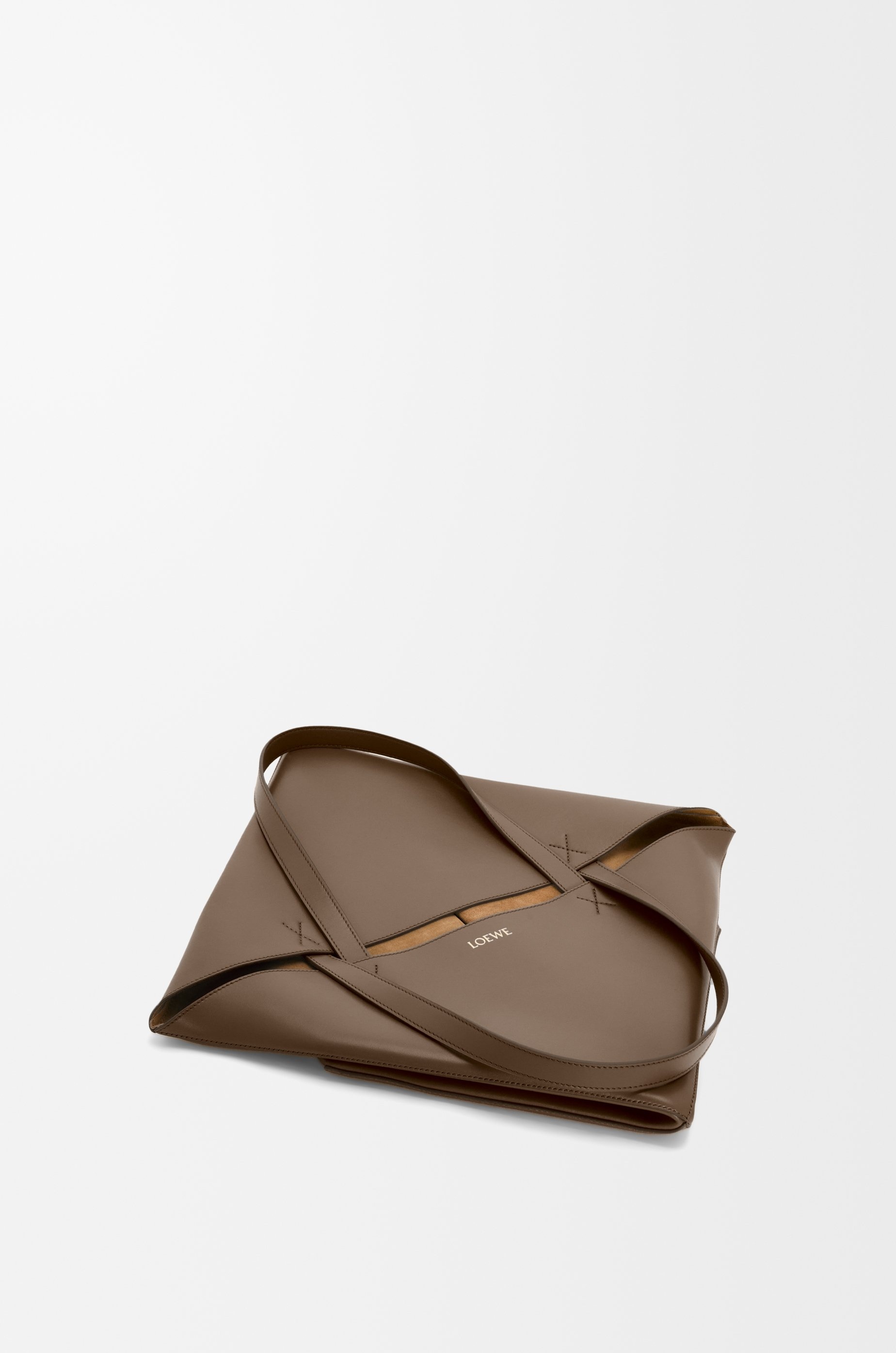 Large Puzzle Fold Tote in shiny calfskin - 4
