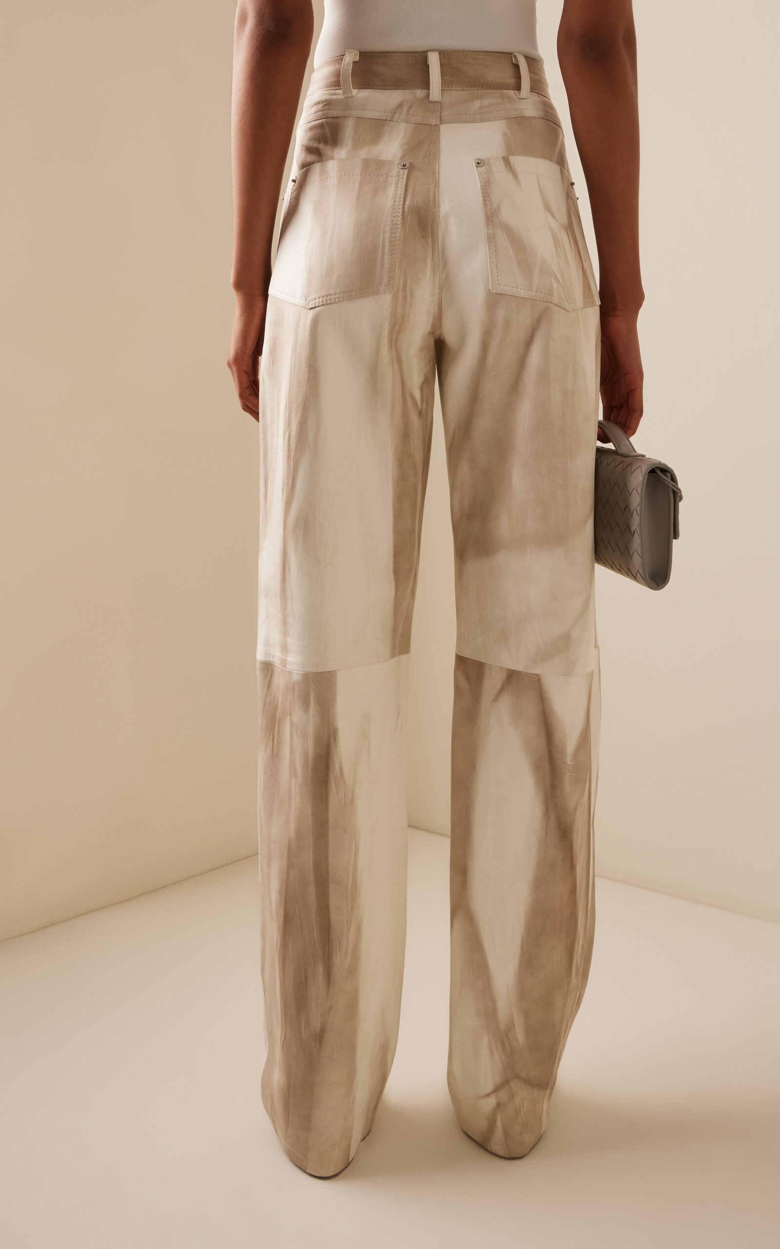 Marbled Nappa Double Seam Pant ivory - 4