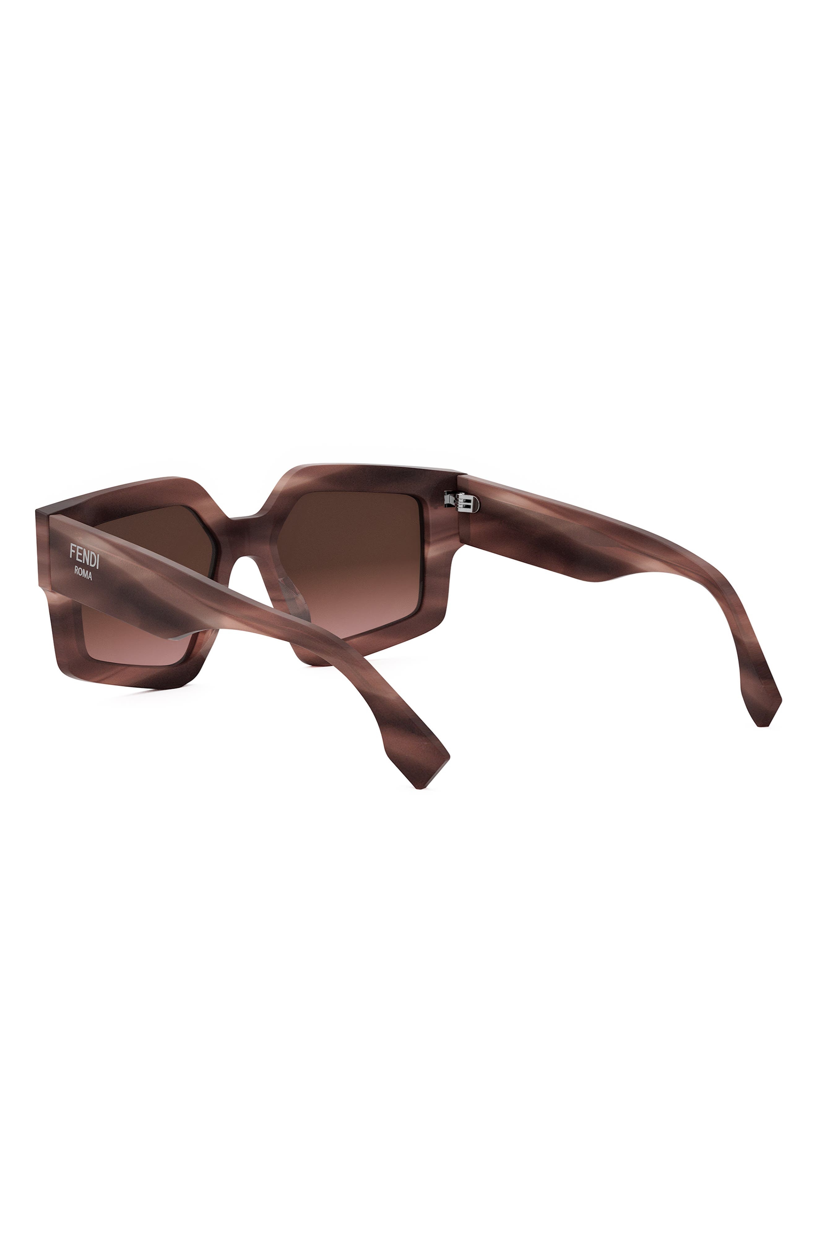 Fendi Roma 52mm Square Sunglasses in Pink /Other /Gradient Brown at Nordstrom - 8
