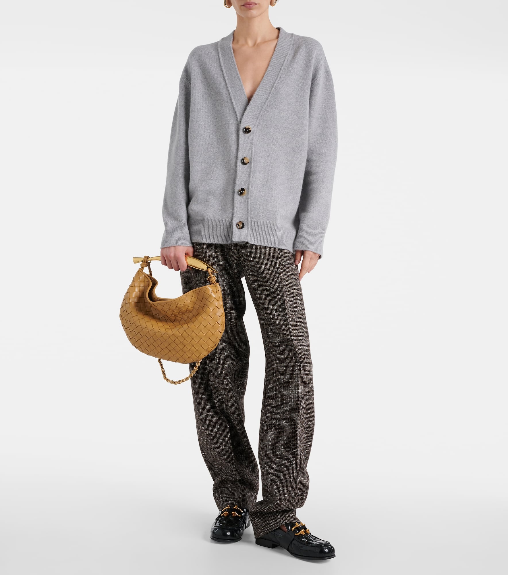 Leather-trimmed cashmere-blend cardigan - 2