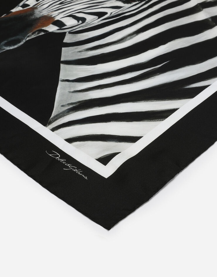 Zebra-print twill scarf (70 x 70) - 2