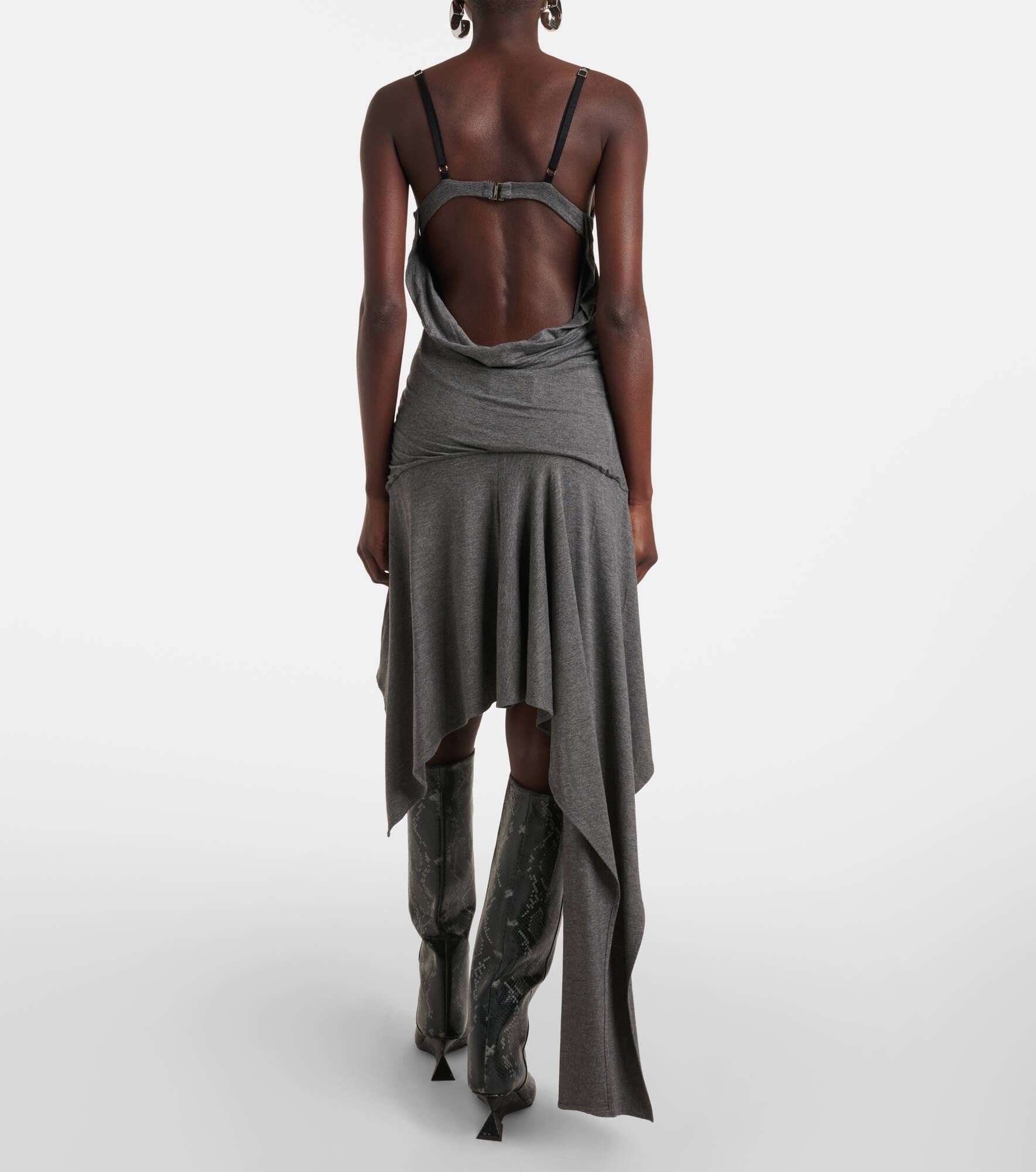 Asymmetric jersey minidress - 3
