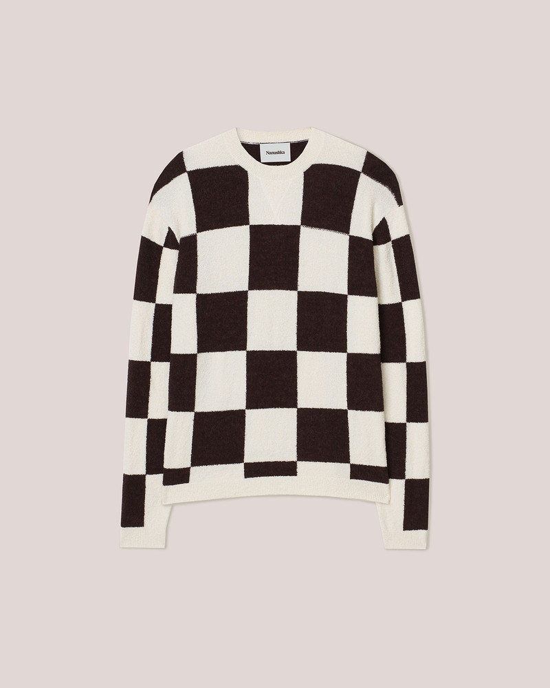 IVO - Terry knit tile print sweater - Creme&Brown 1