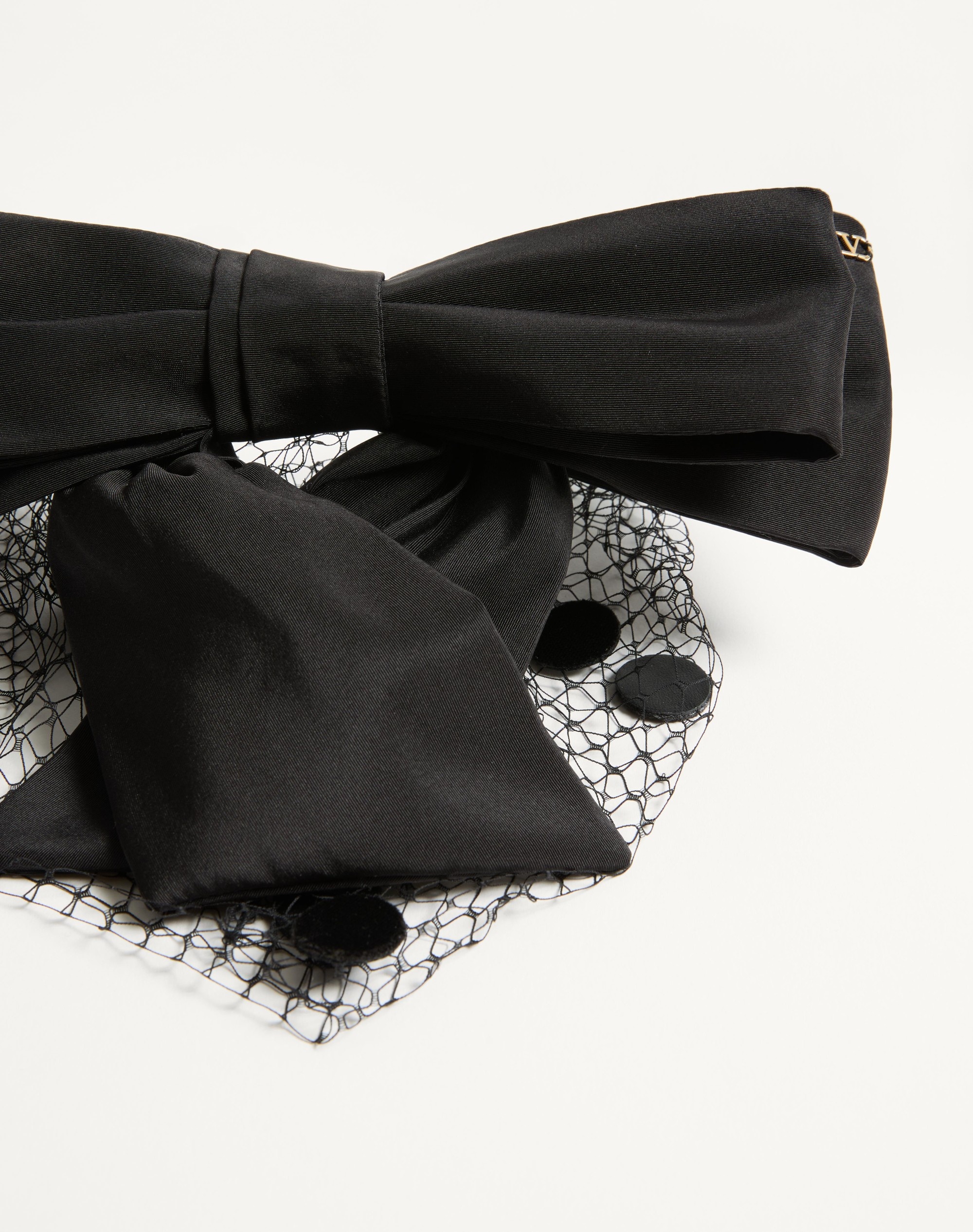 VLOGO SIGNATURE HEADBAND WITH BOW AND VEIL IN SILK AND VELVET - 4