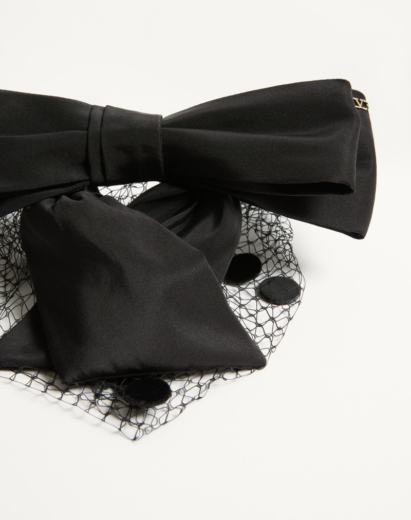 VLOGO SIGNATURE HEADBAND WITH BOW AND VEIL IN SILK AND VELVET 4