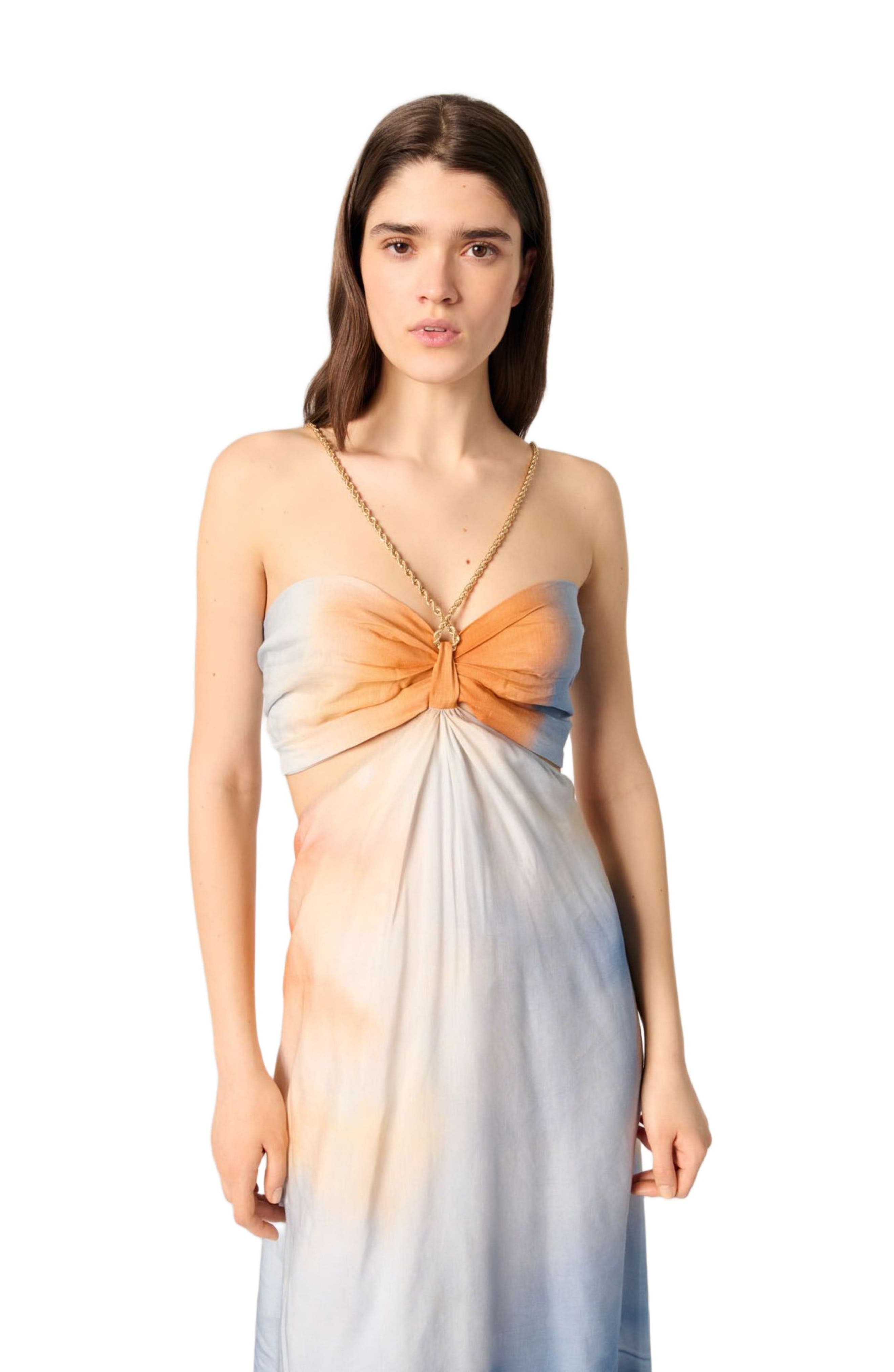maje Tie-dye maxi dress in Blue Tie And Dye Print at Nordstrom - 4