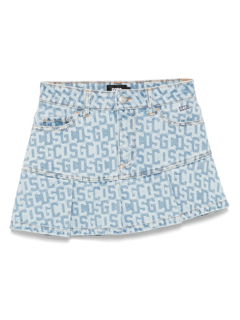 monogram denim mini skirt 1