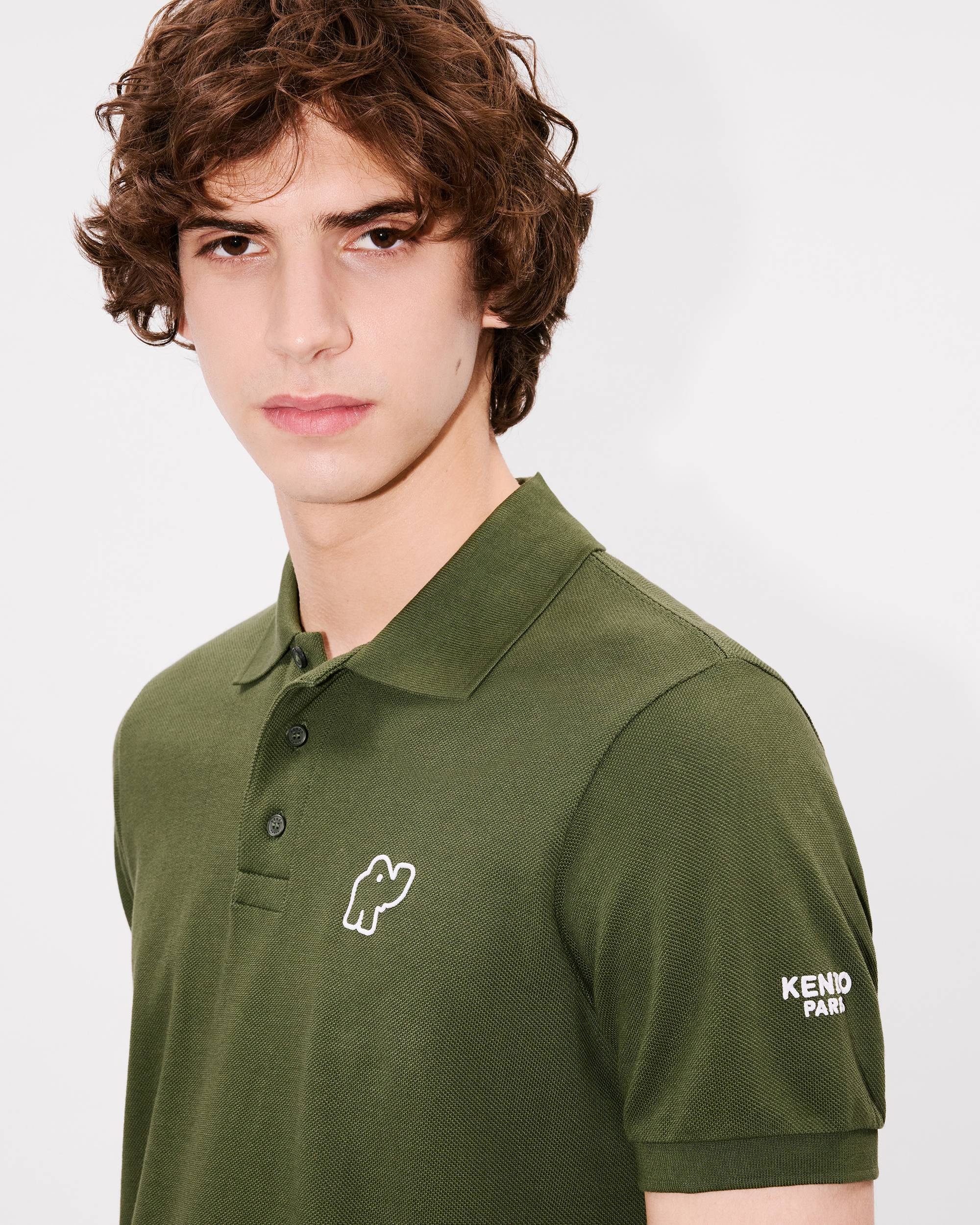 'KENZO Elephant Logo' embroidered slim polo in cotton - 6