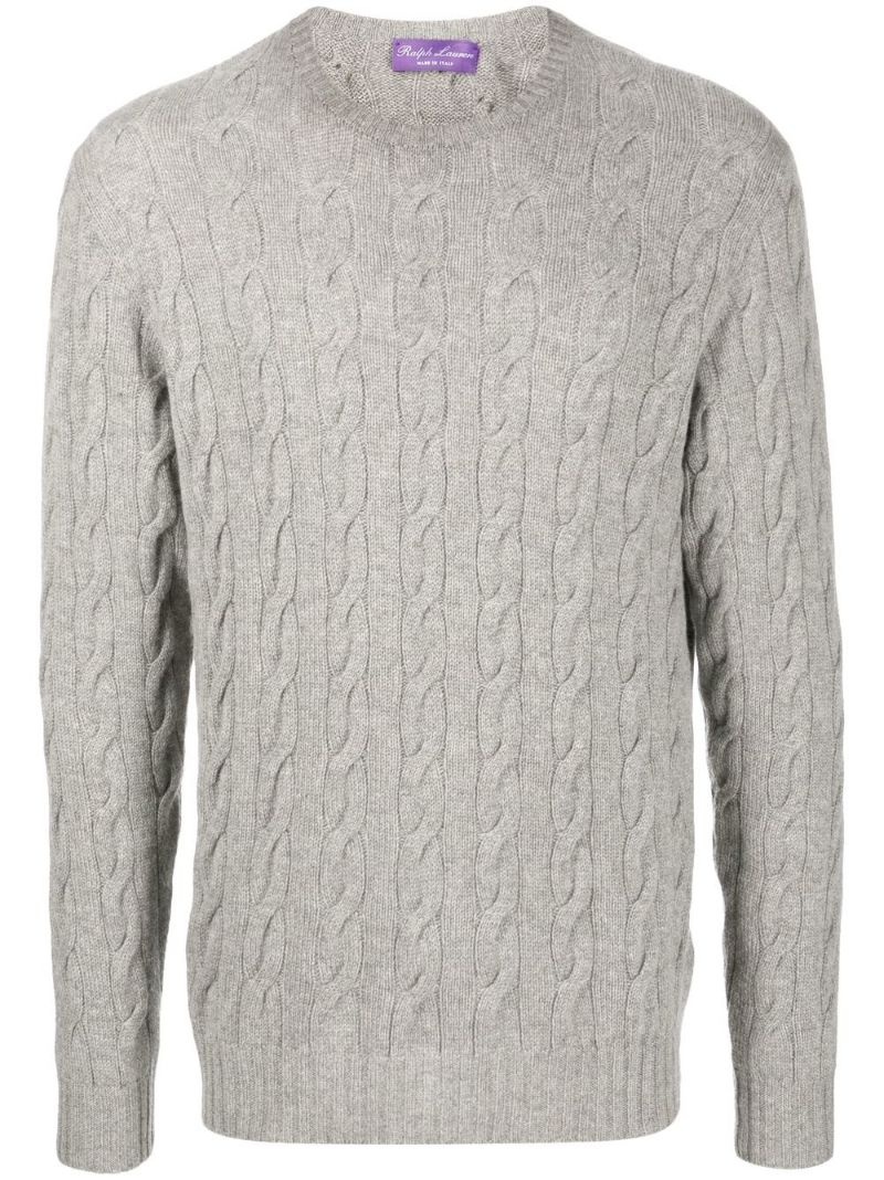 cable-knit long-sleeved sweater - 1