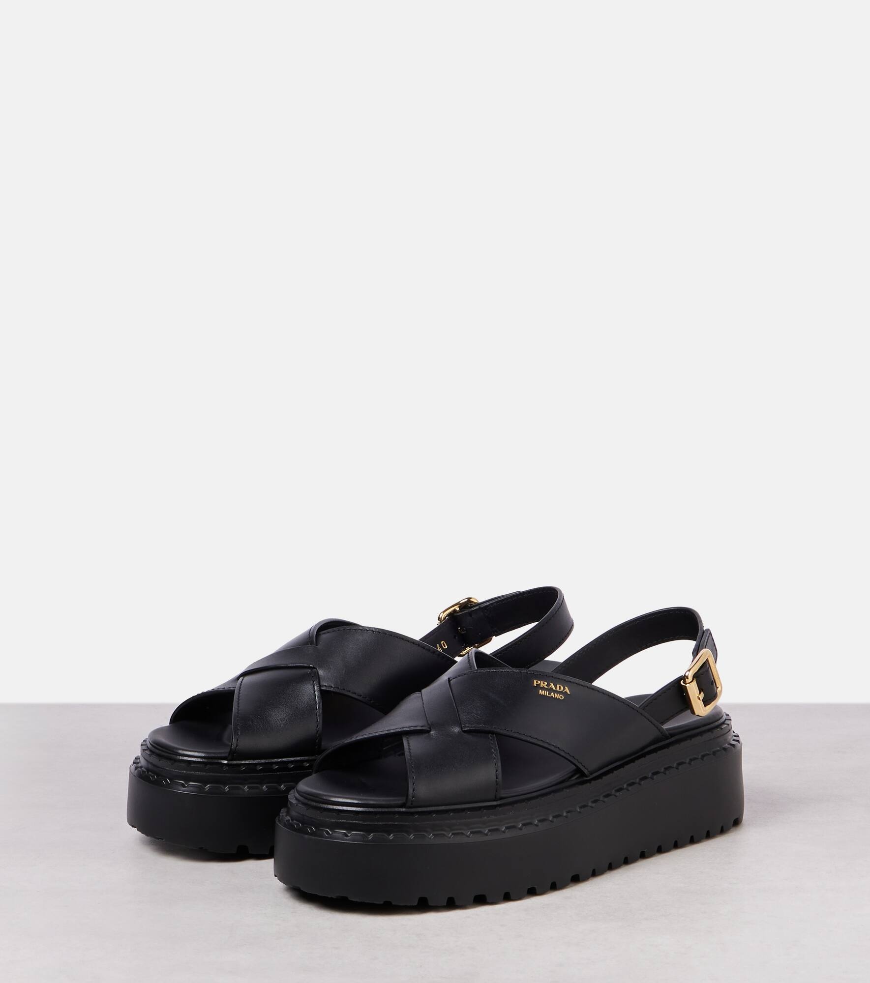 Leather platform sandals - 4