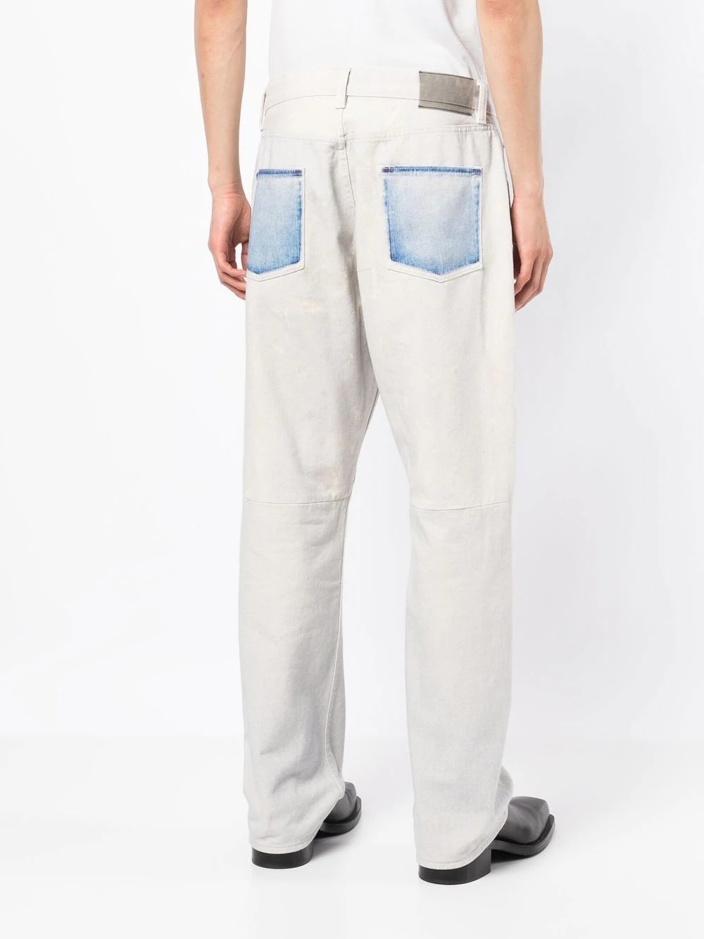 contrasting pocket straight jeans - 4