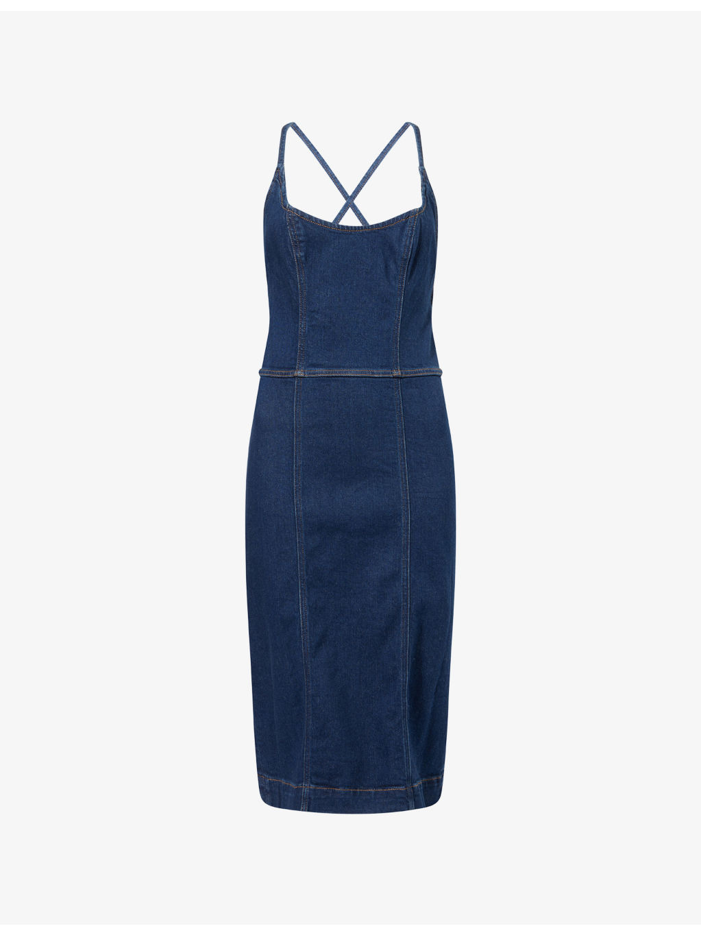 Crosley Criss-Cross-Shoulder-Straps Stretch-Denim Blend Midi Dress - 1