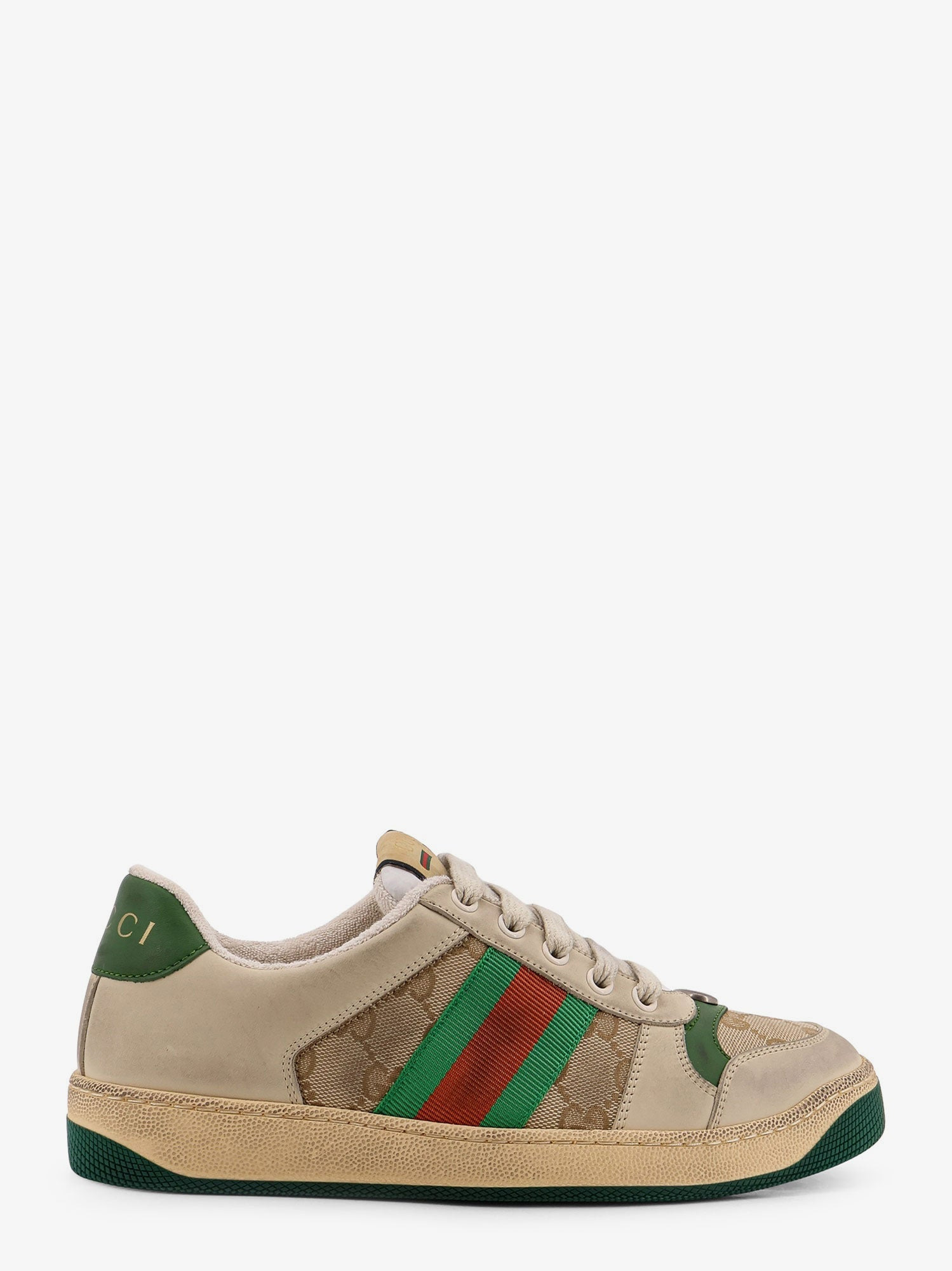 SCREENER LOW-TOP LEATHER AND SUPREME GG FABRIC SNEAKERS - 1