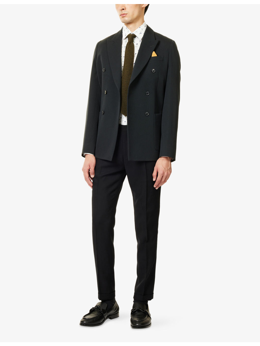 Peak-Lapel Double-Breasted Cotton-Wool Blend Jacket - 2