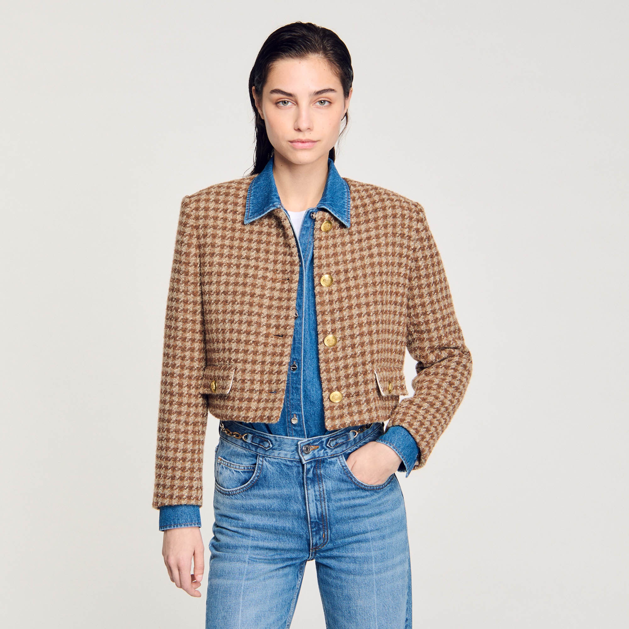 SHORT CHECKED JACKET - 5