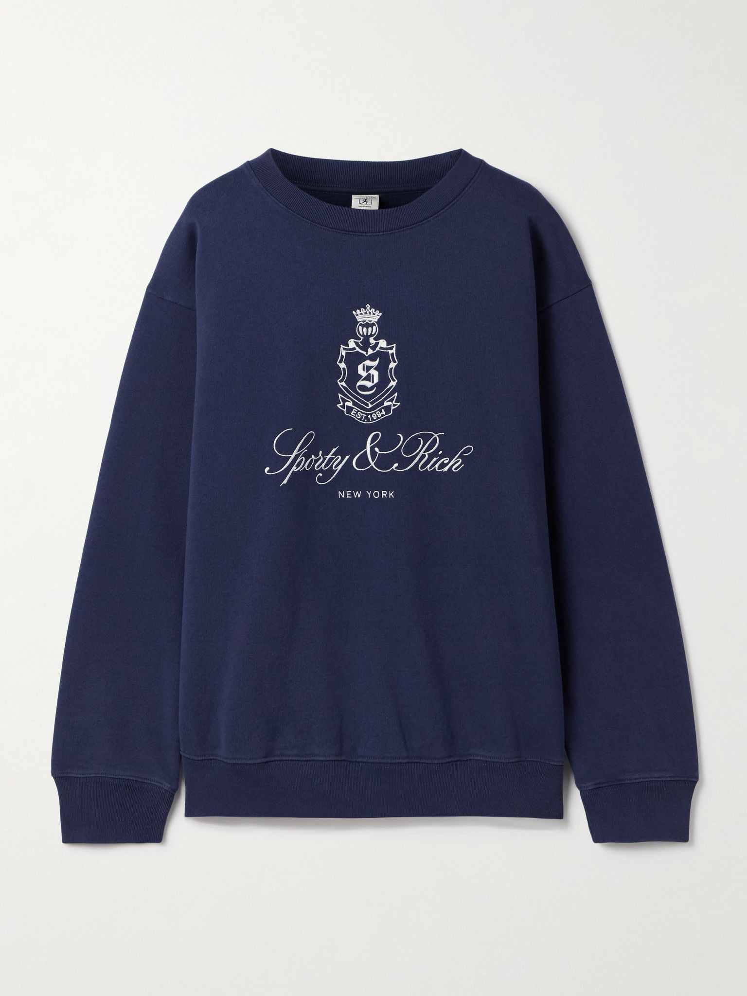 Vendome embroidered cotton-jersey sweatshirt Navy - 1