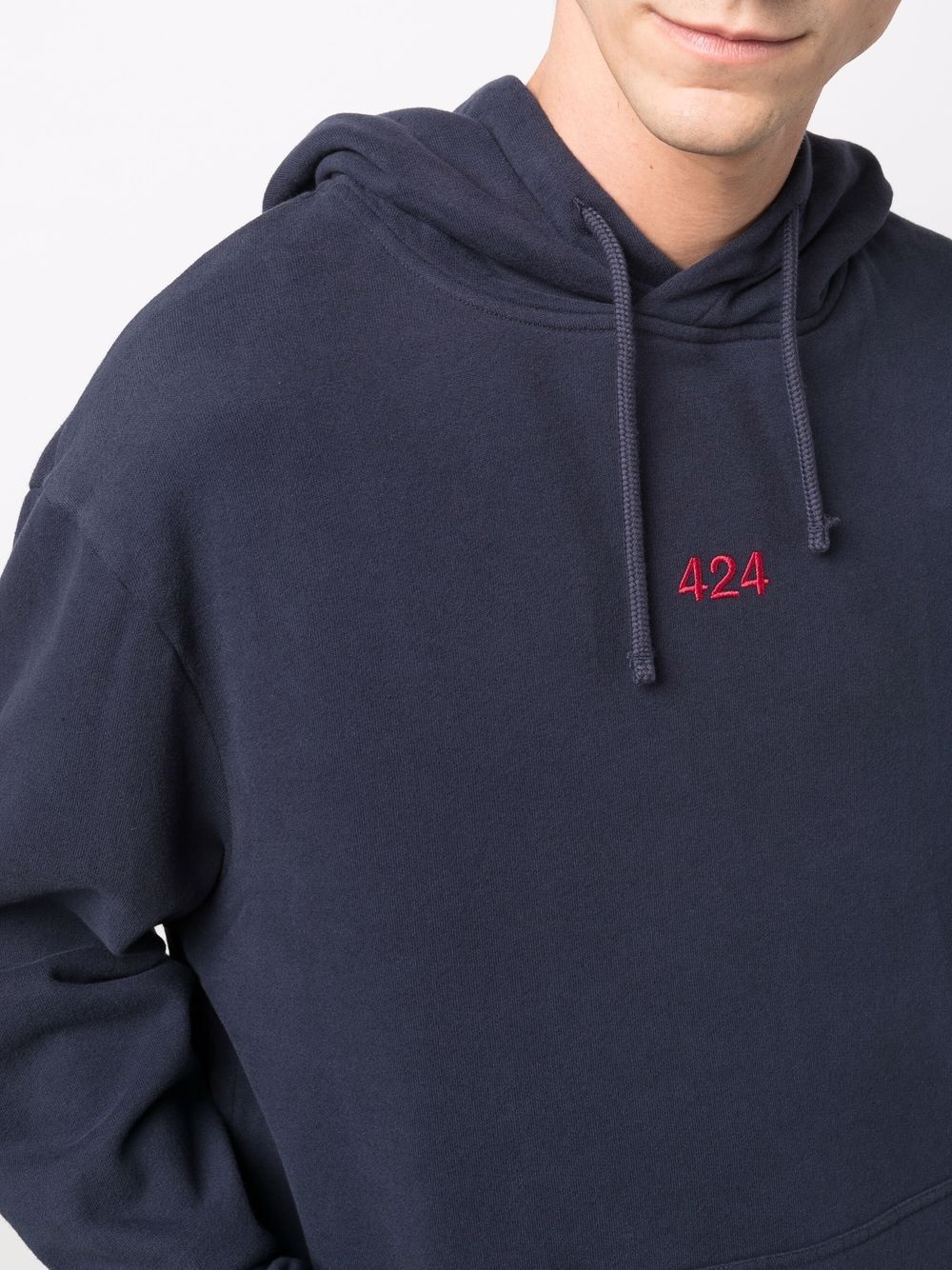 embroidered logo cotton hoodie - 5