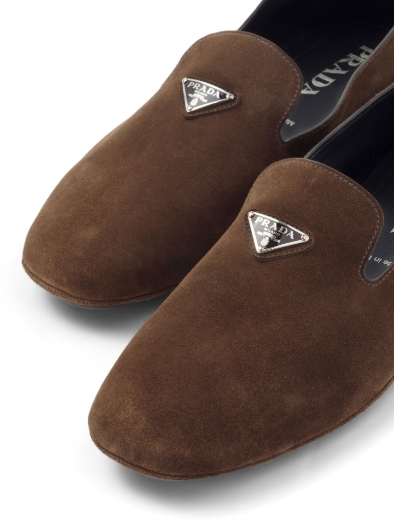 logo-plaque suede driving shoes - 5