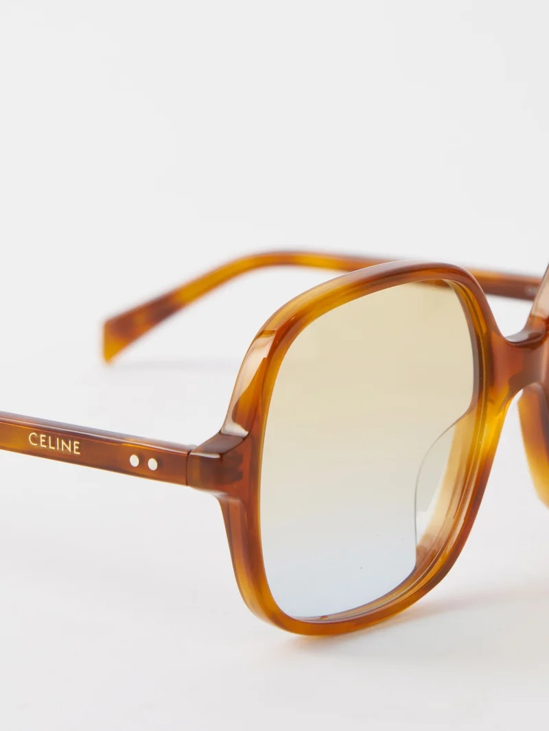 CELINE Oversized square tortoiseshell-acetate sunglasses