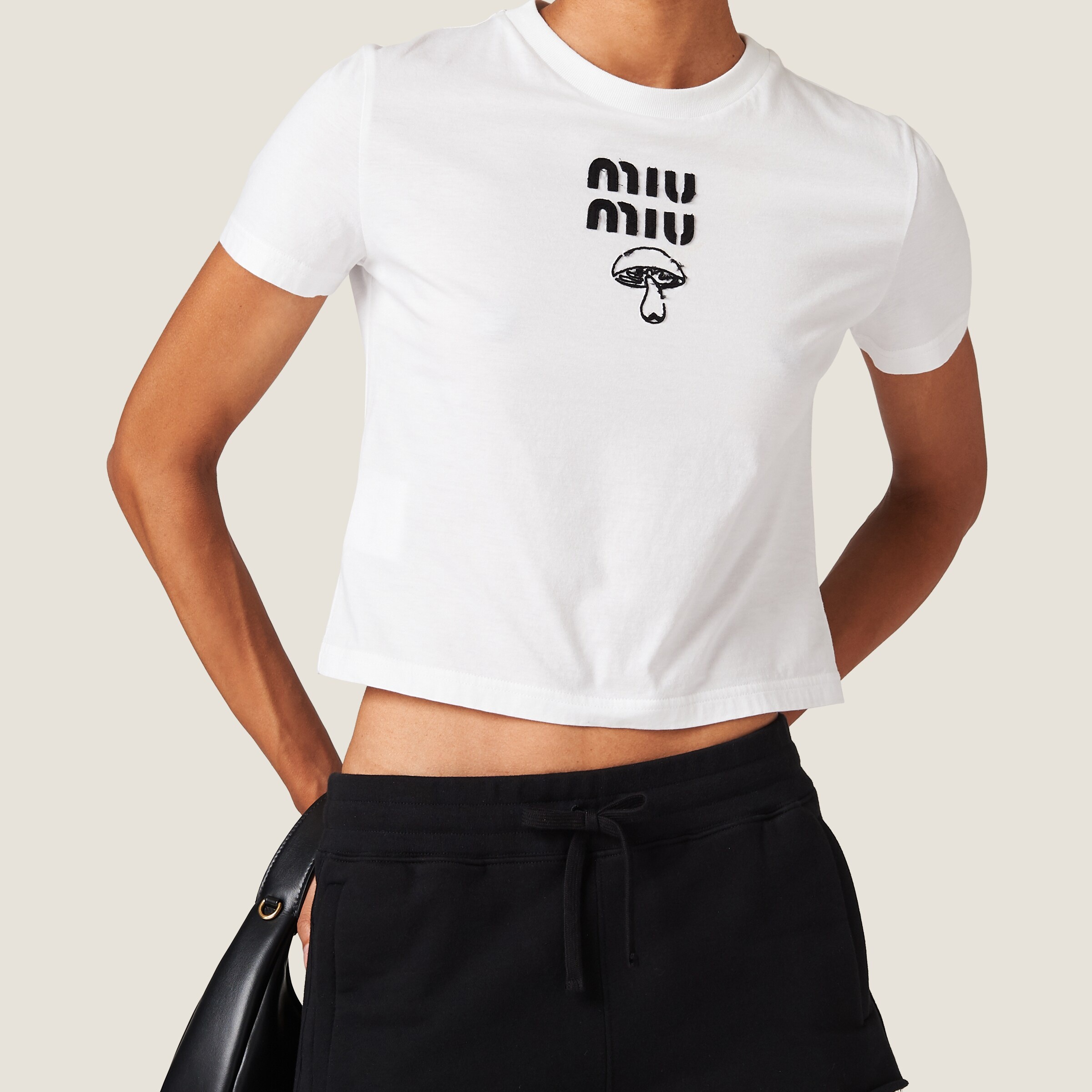 【関税&送料込】Miu Miu Cotton Reversible T-Shirt Miu Miu Jersey T-shirt | REVERSIBLE