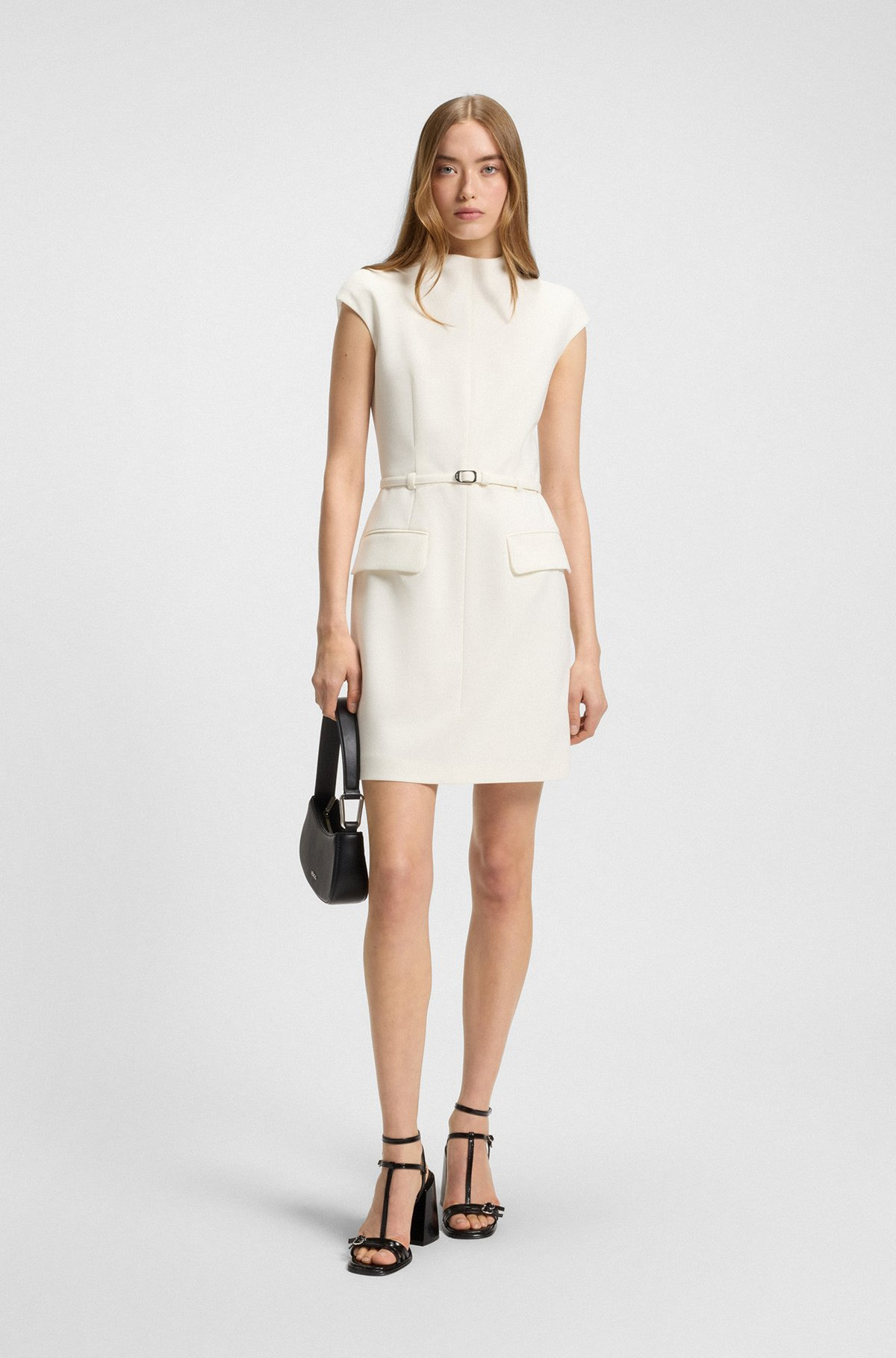 SHIFT DRESS WITH POCKETS AND BELT DETAIL - 2