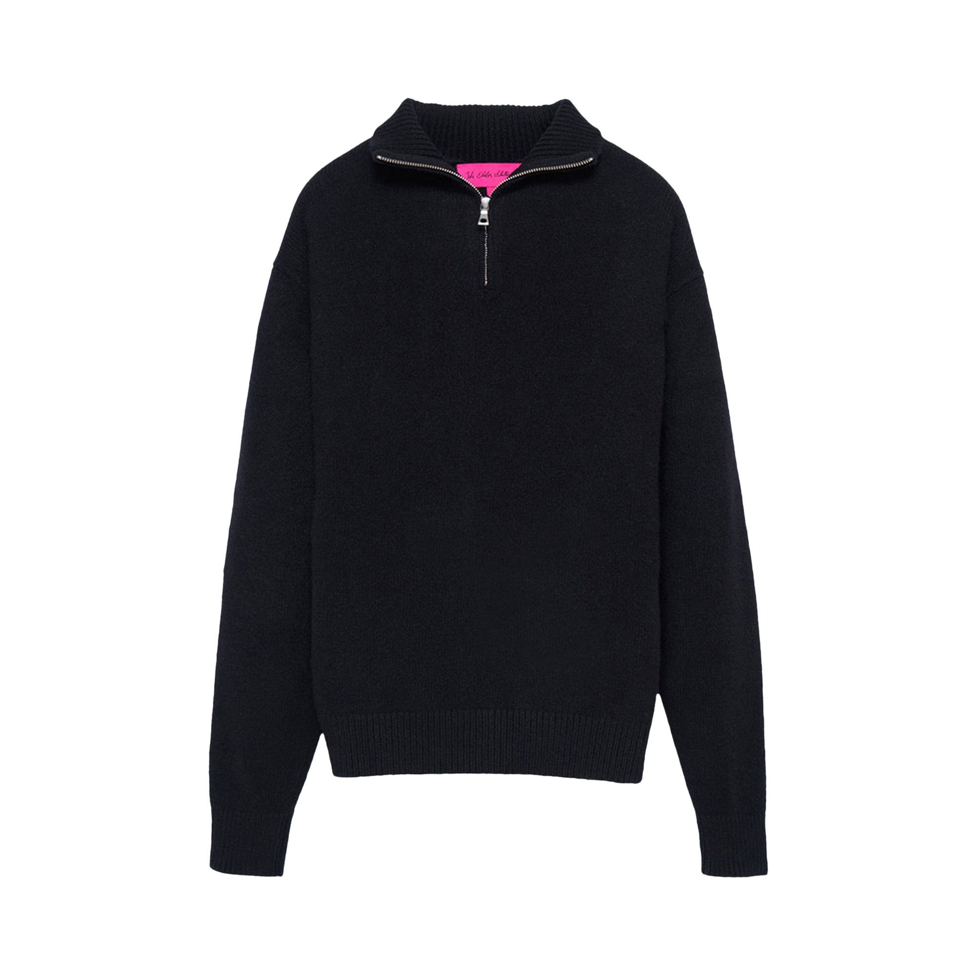 The Elder Statesman Relaxed Half Zip Sweater 'Black' - 1