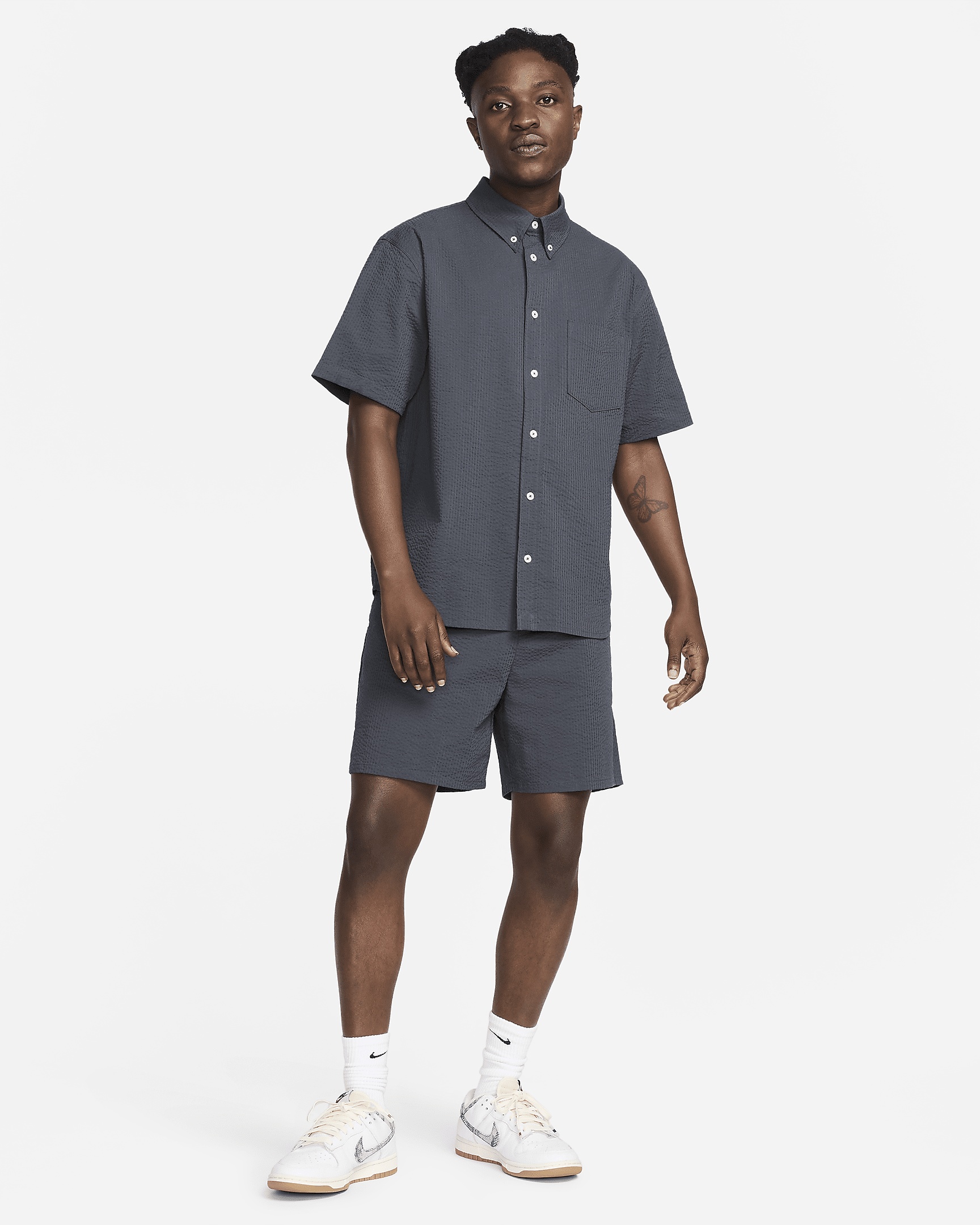 Nike Life Men's Short-Sleeve Seersucker Button-Down Shirt - 6