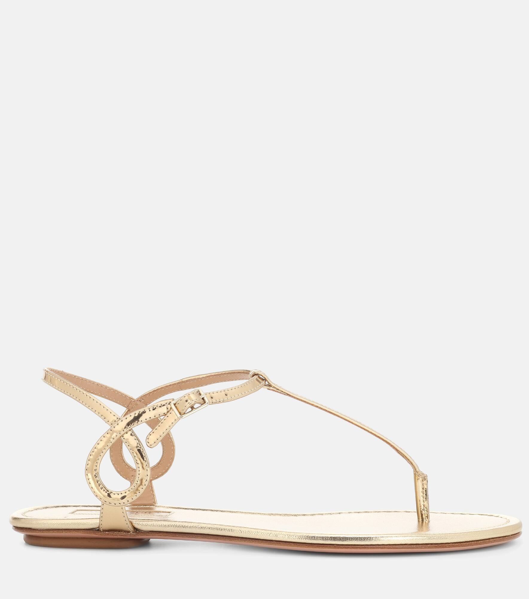 Almost Bare metallic leather sandals - 4