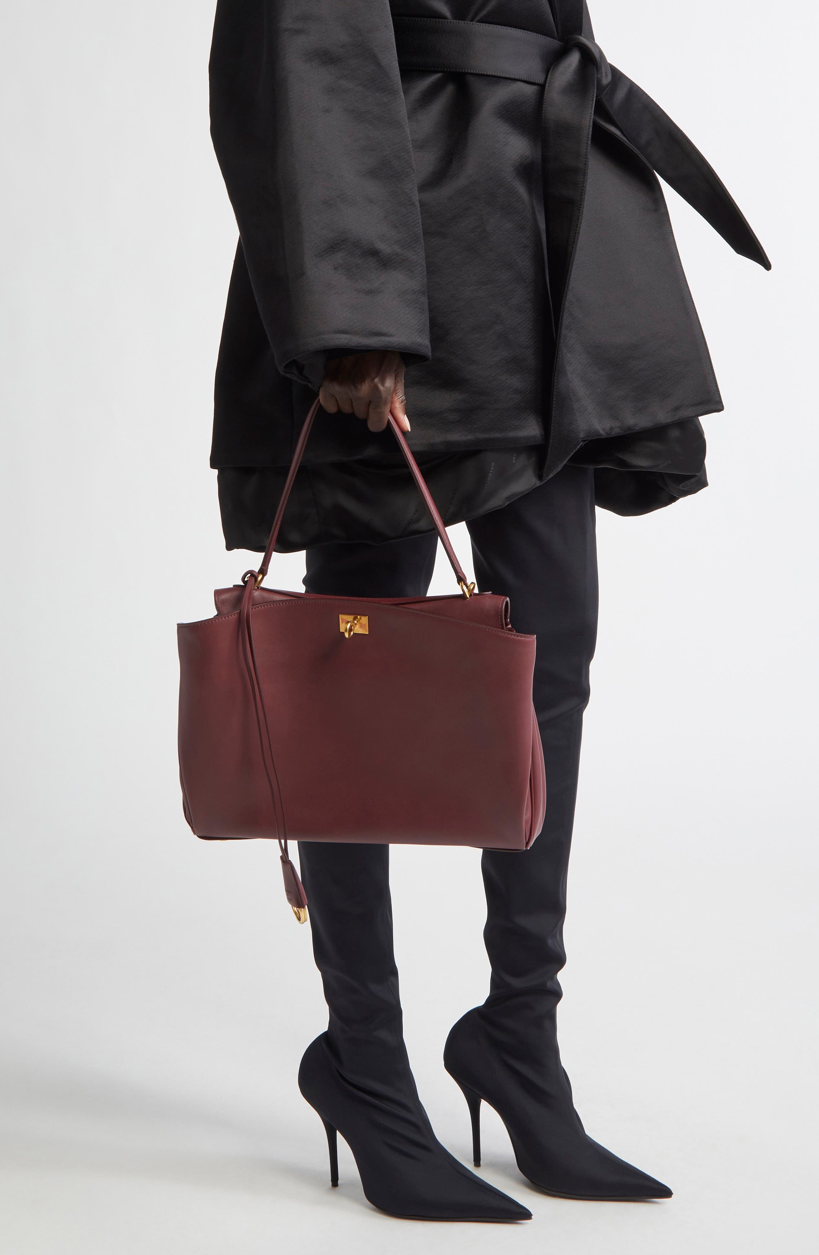 Balenciaga Medium Rodeo Leather Handbag in 6034 Dark Burgundy at Nordstrom - 3