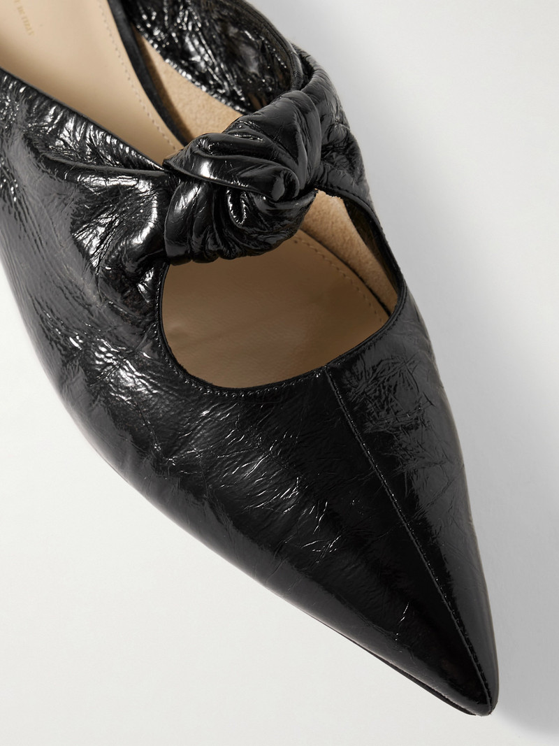 Rowan Knotted Crinkled-leather Mules 4