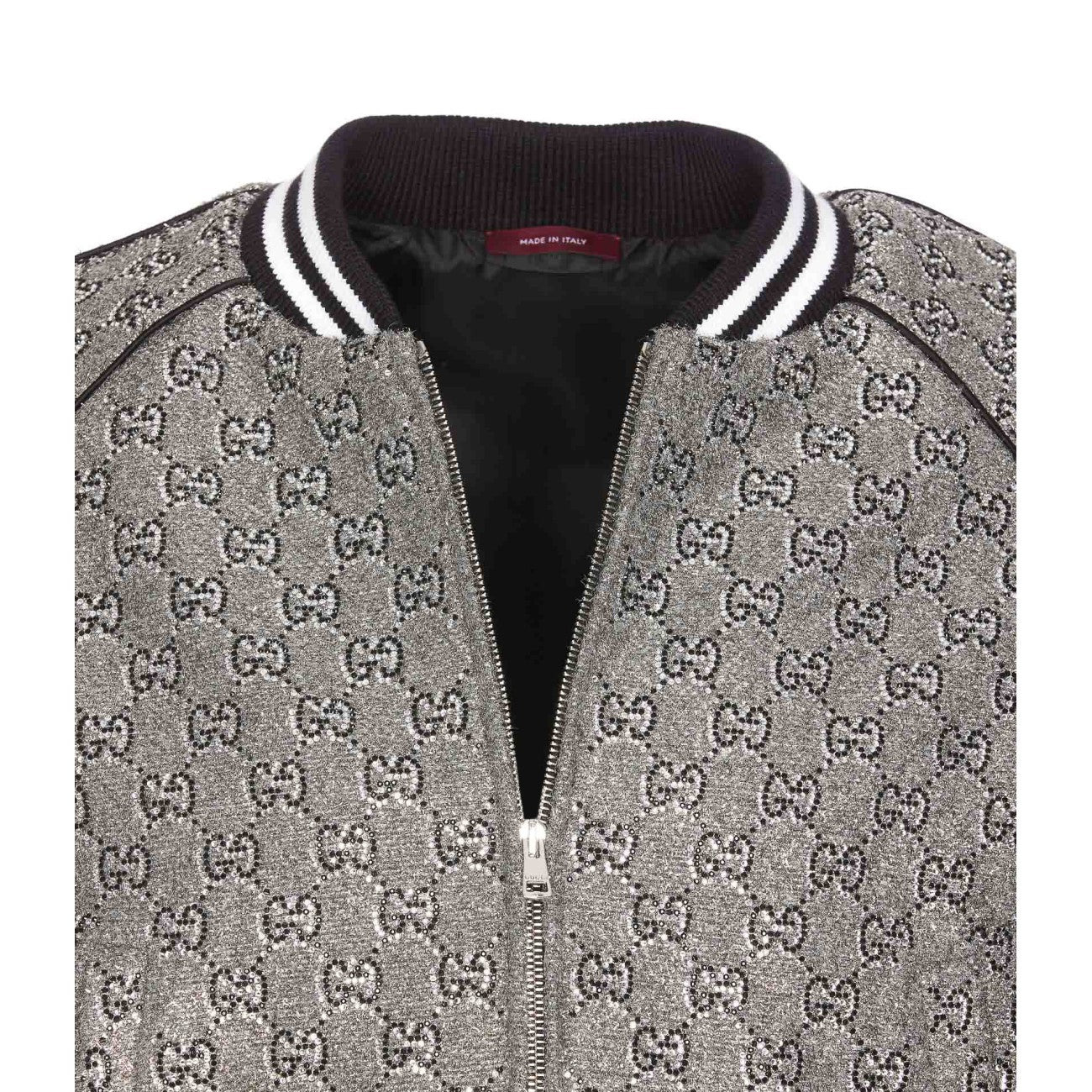 Gucci Men Gg Embroidered Tweed Bomber Jacket - 4