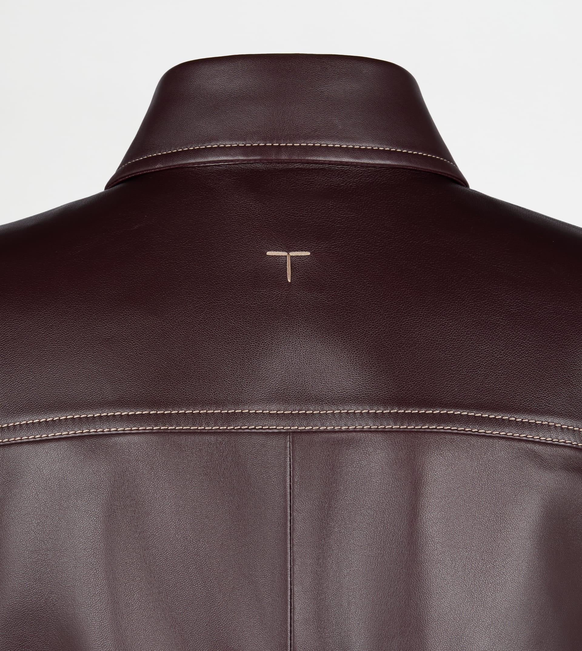 SHIRT IN LEATHER - BURGUNDY - 8