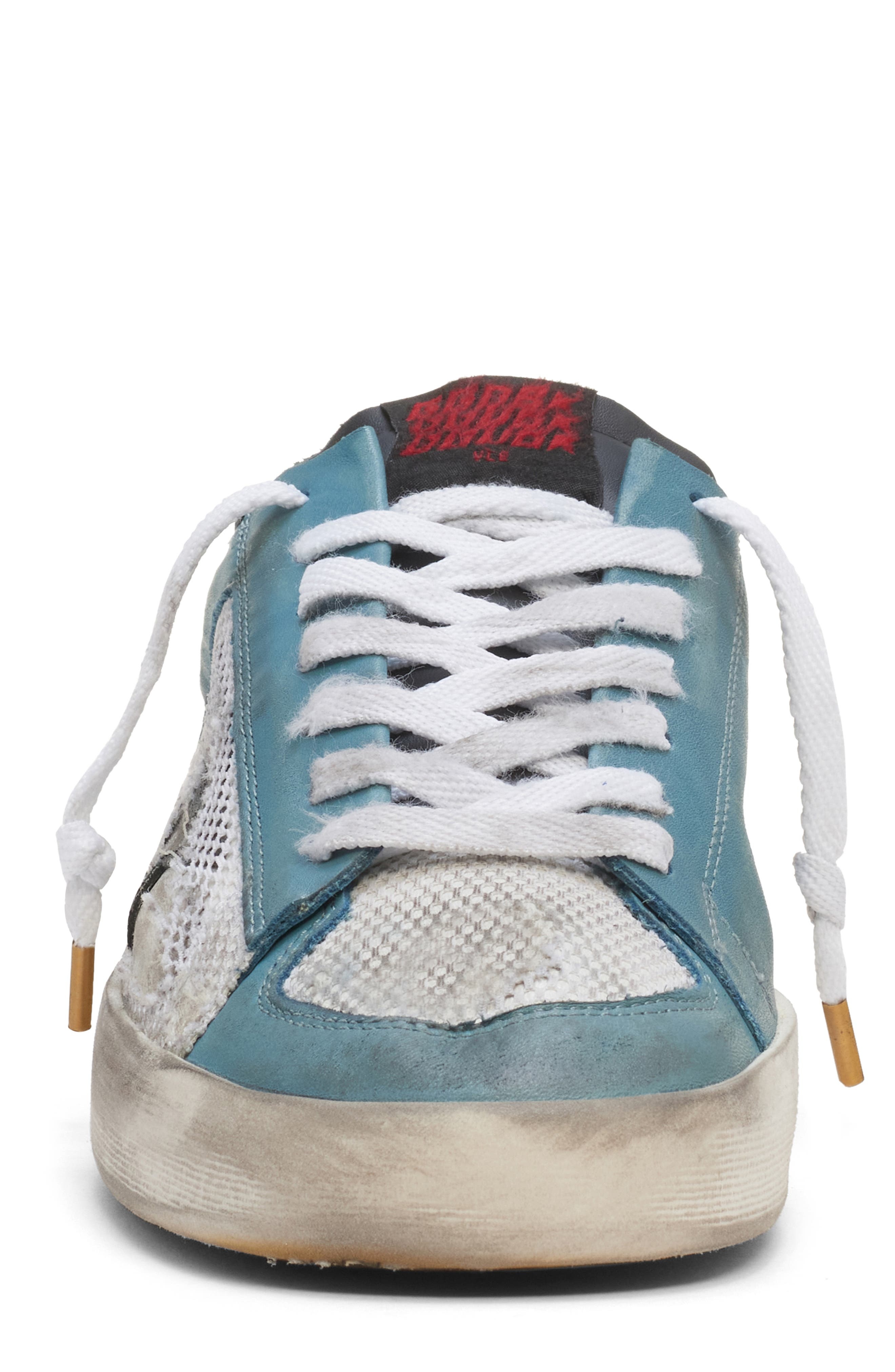 Golden Goose Stardan Mixed Media Sneaker in Petroleum/White/Black at Nordstrom - 4