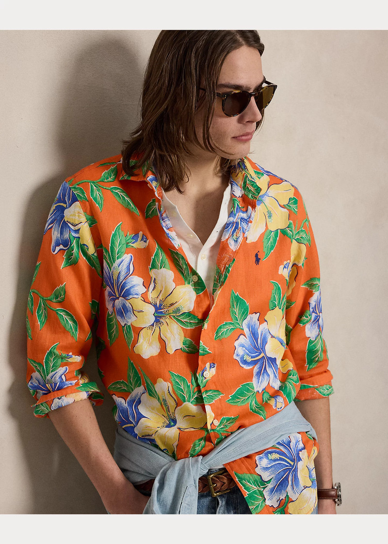 Classic Fit Tropical Floral Linen Shirt 5