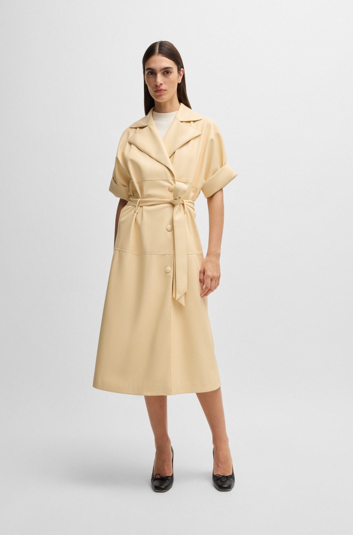 TRENCH-STYLE RELAXED-FIT DRESS IN FAUX LEATHER - 3