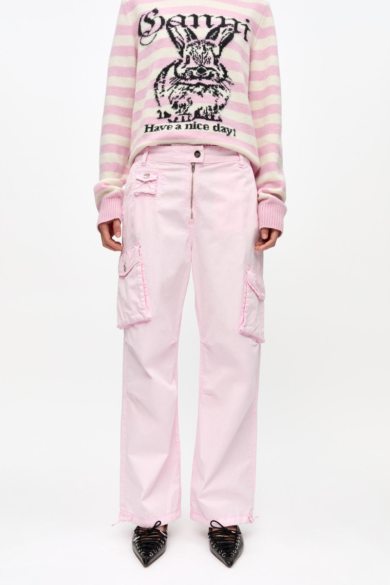 PINK WASHED COTTON TWILL PANTS 3
